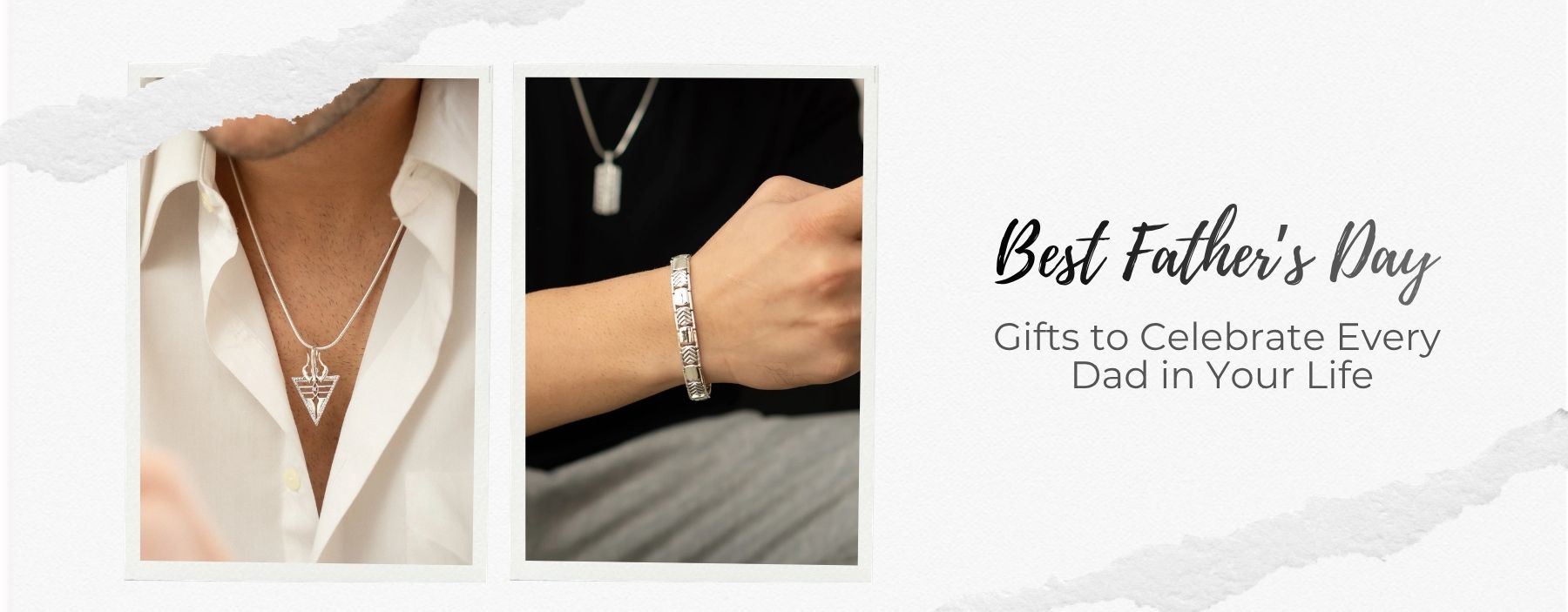 Men’s silver necklace and bracelet gift set for Father’s Day celebrations.