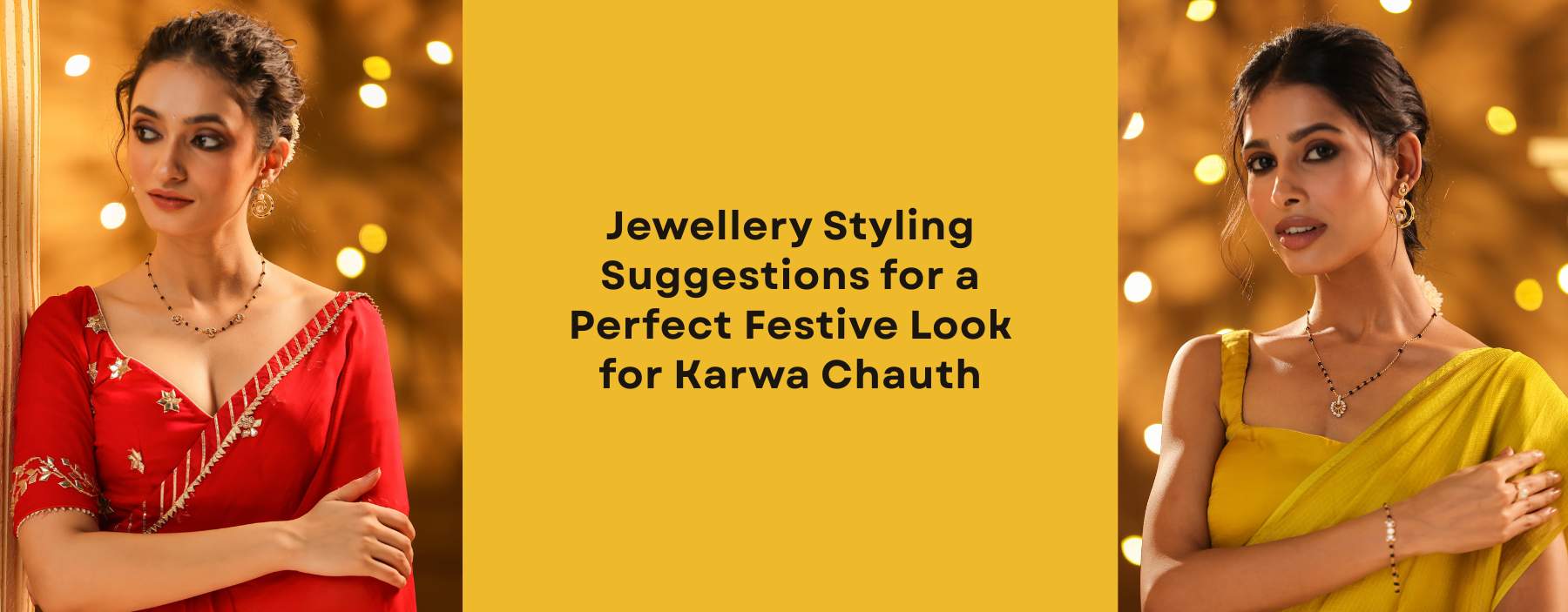 Elegant silver and gold jewellery styled to create the perfect festive look for Karwa Chauth celebrations, including bangles, earrings, and necklaces.