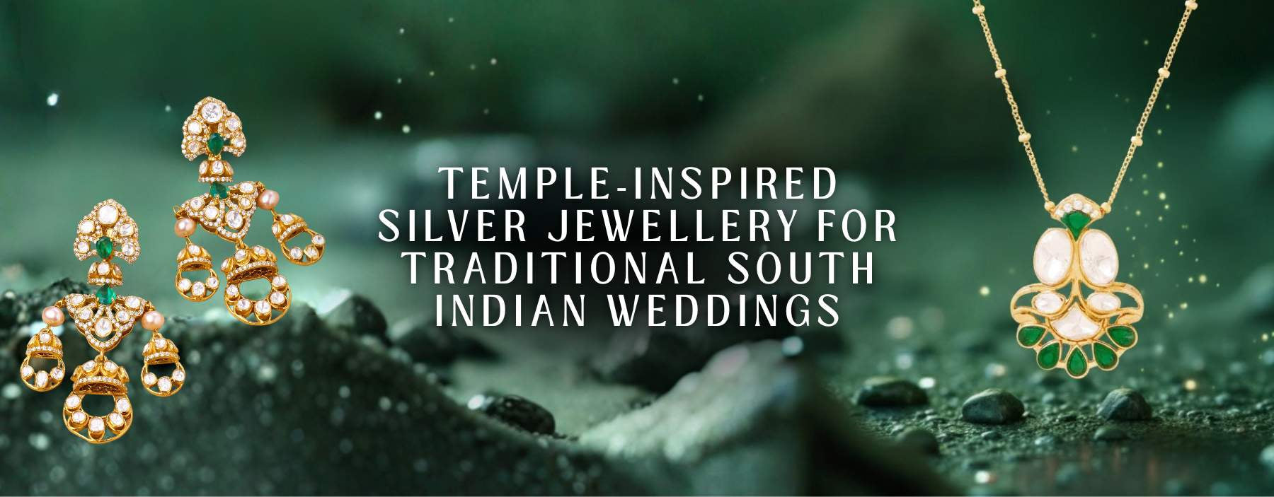 Temple-inspired silver jewellery featuring traditional South Indian wedding designs with intricate motifs and heritage craftsmanship.