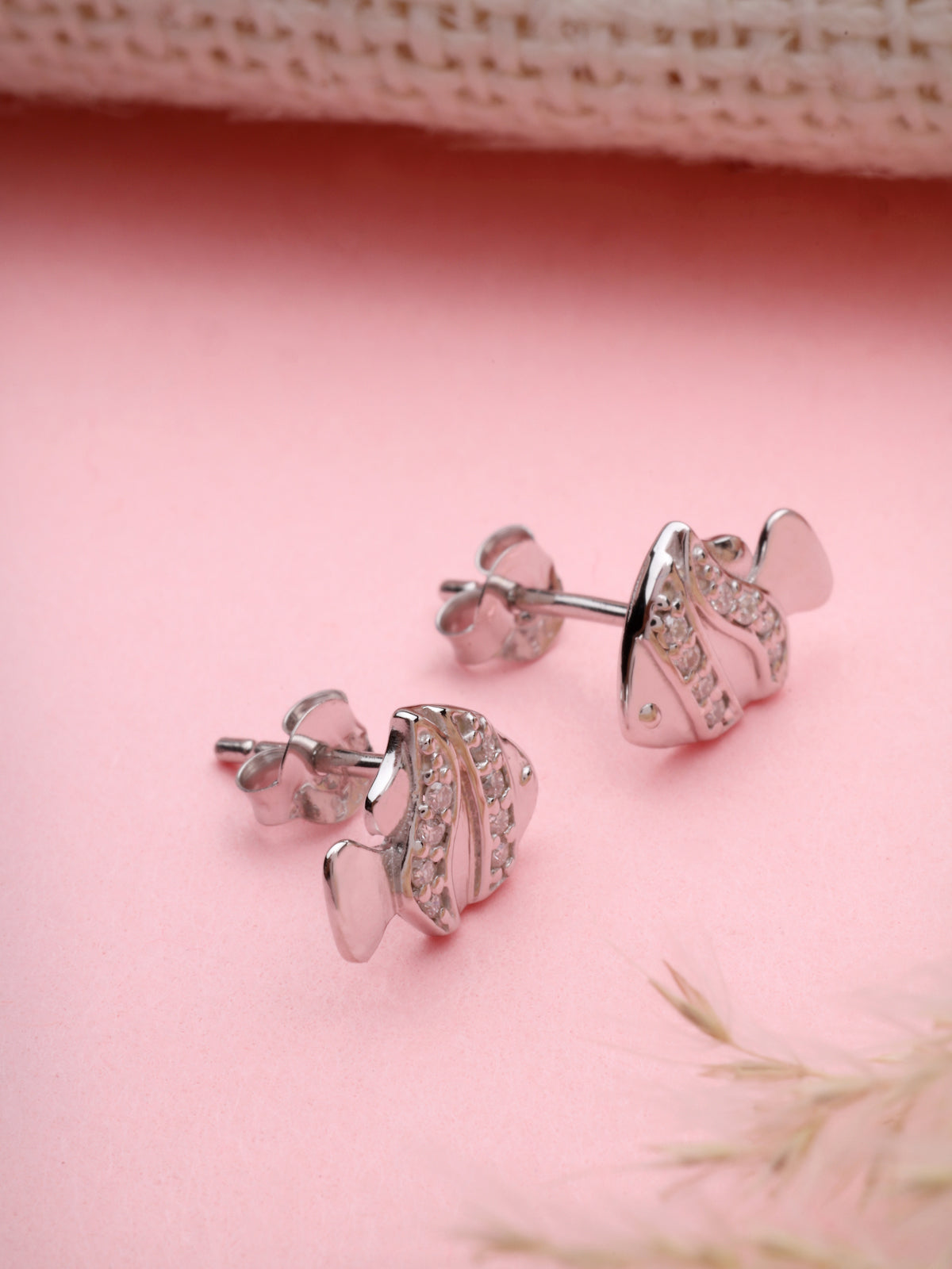 Moissanite Stud Earrings in 925 Sterling Silver with Rhodium Plating