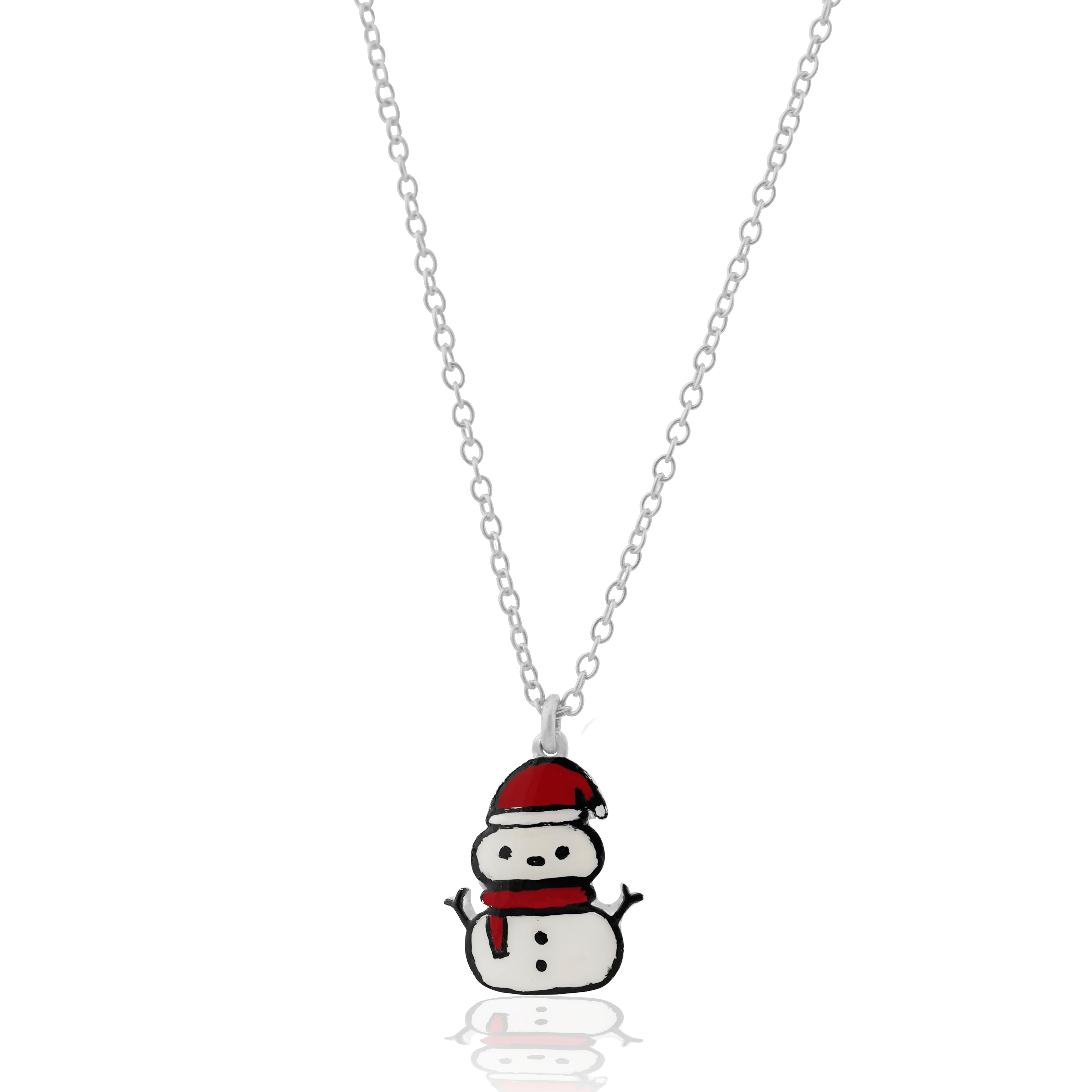 Kids Silver Snowman Pendant - Kicky & Perky