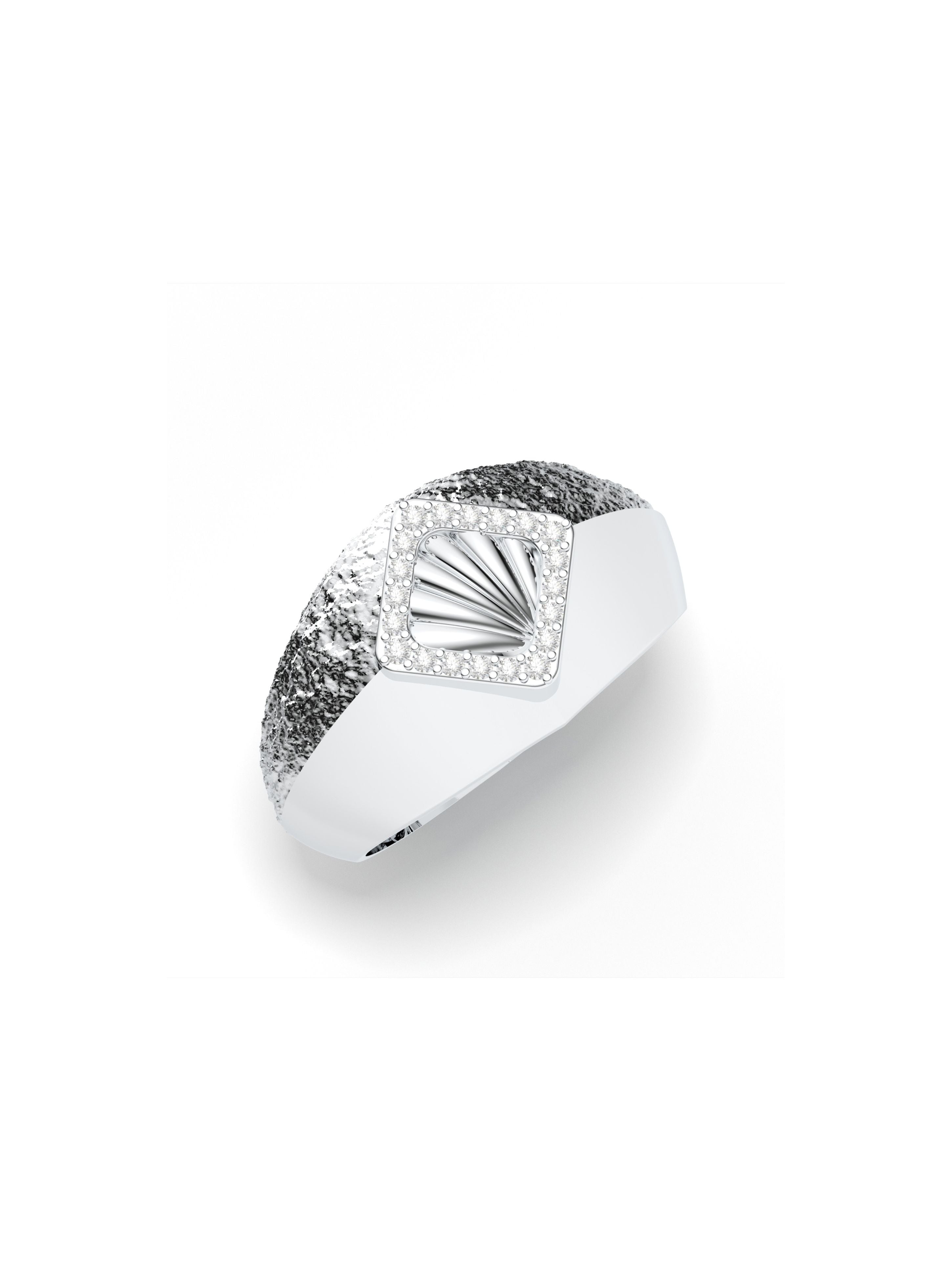 Textured Geometric Moissanite Oxidized Silver 925 Sterling Silver Ring For Men
