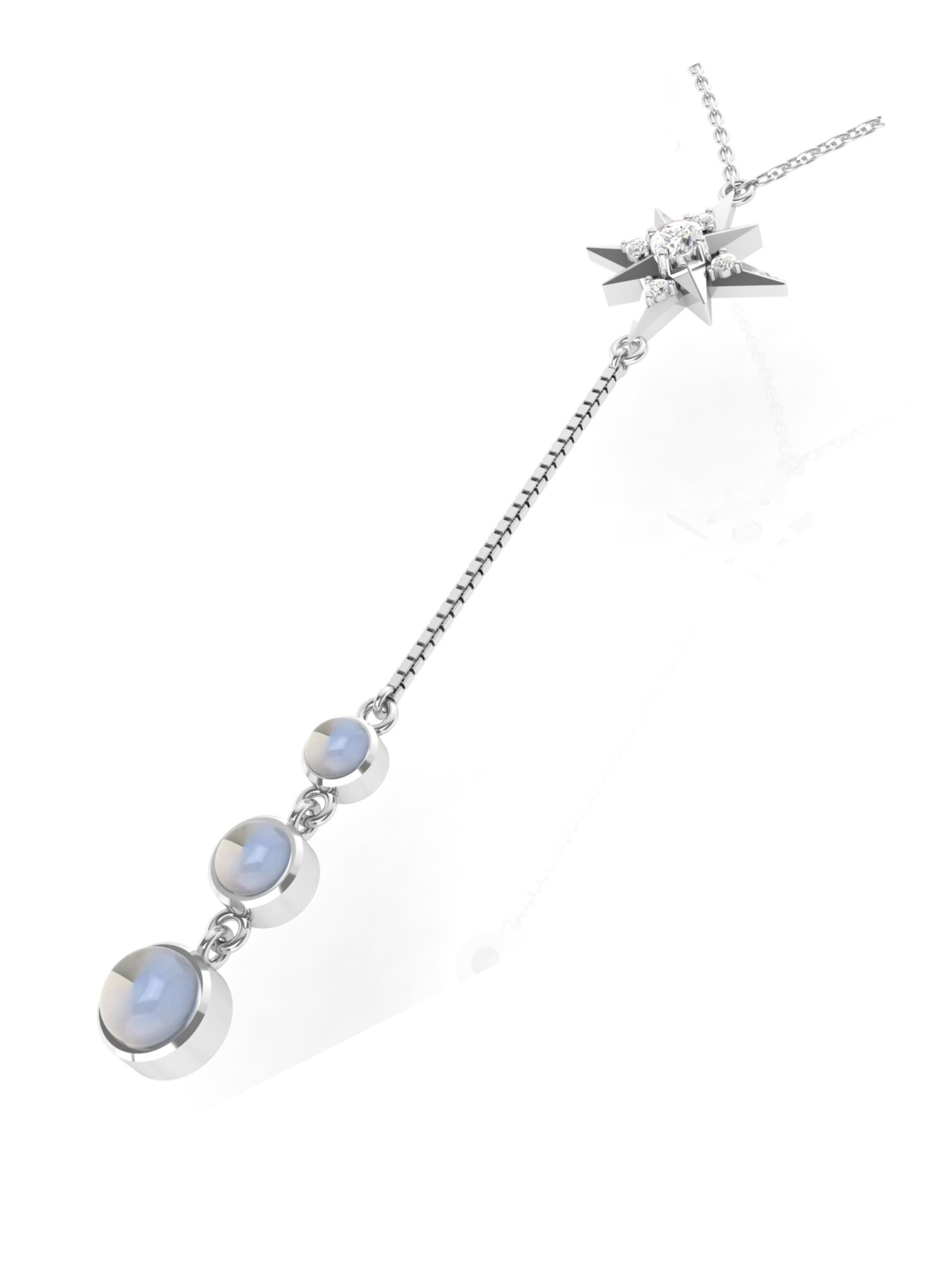Celestial North Star Drop Necklace in 925 Sterling Silver