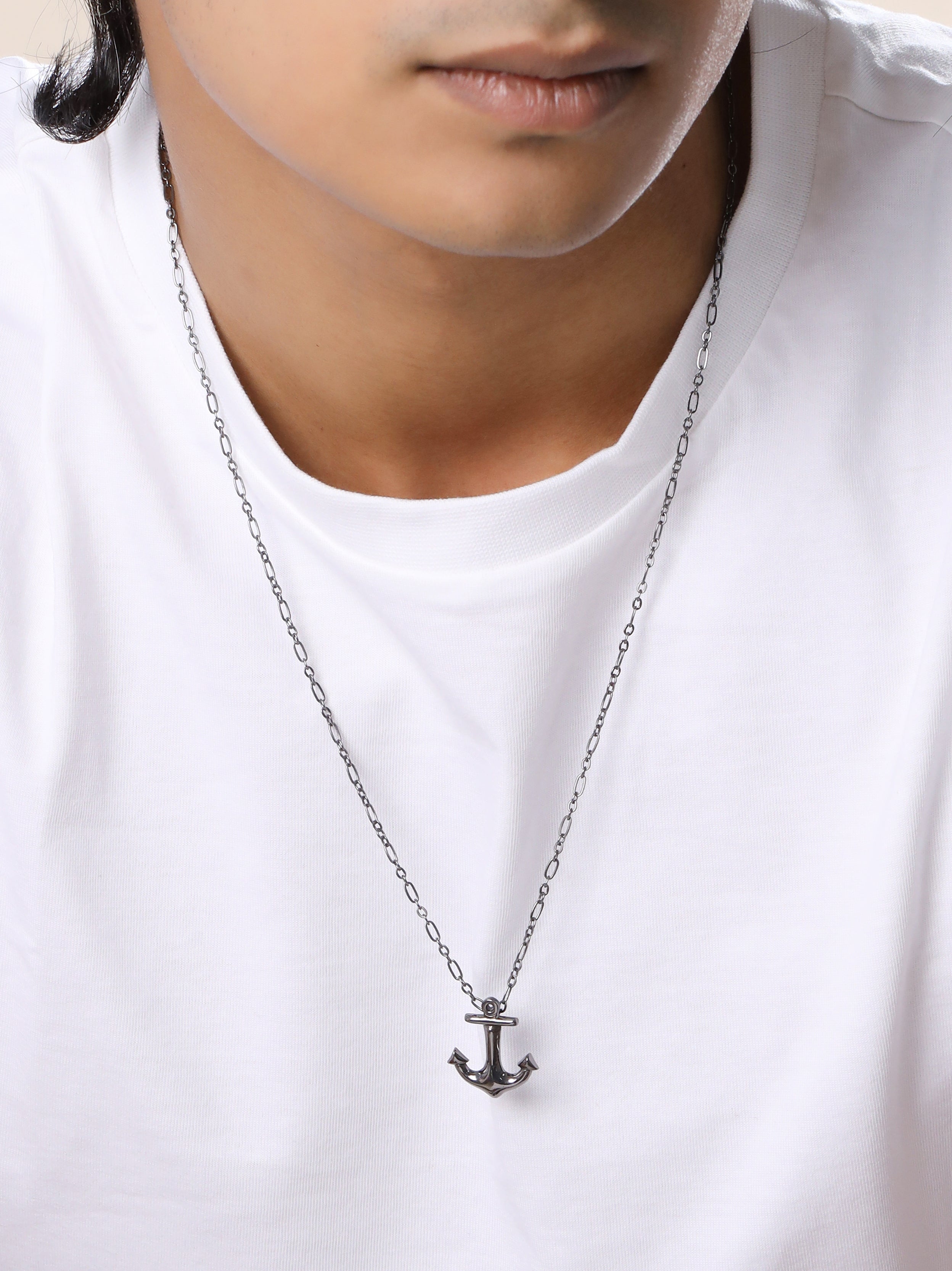 Anchor Silver Pendant - Black Rhodium - Kicky & Perky