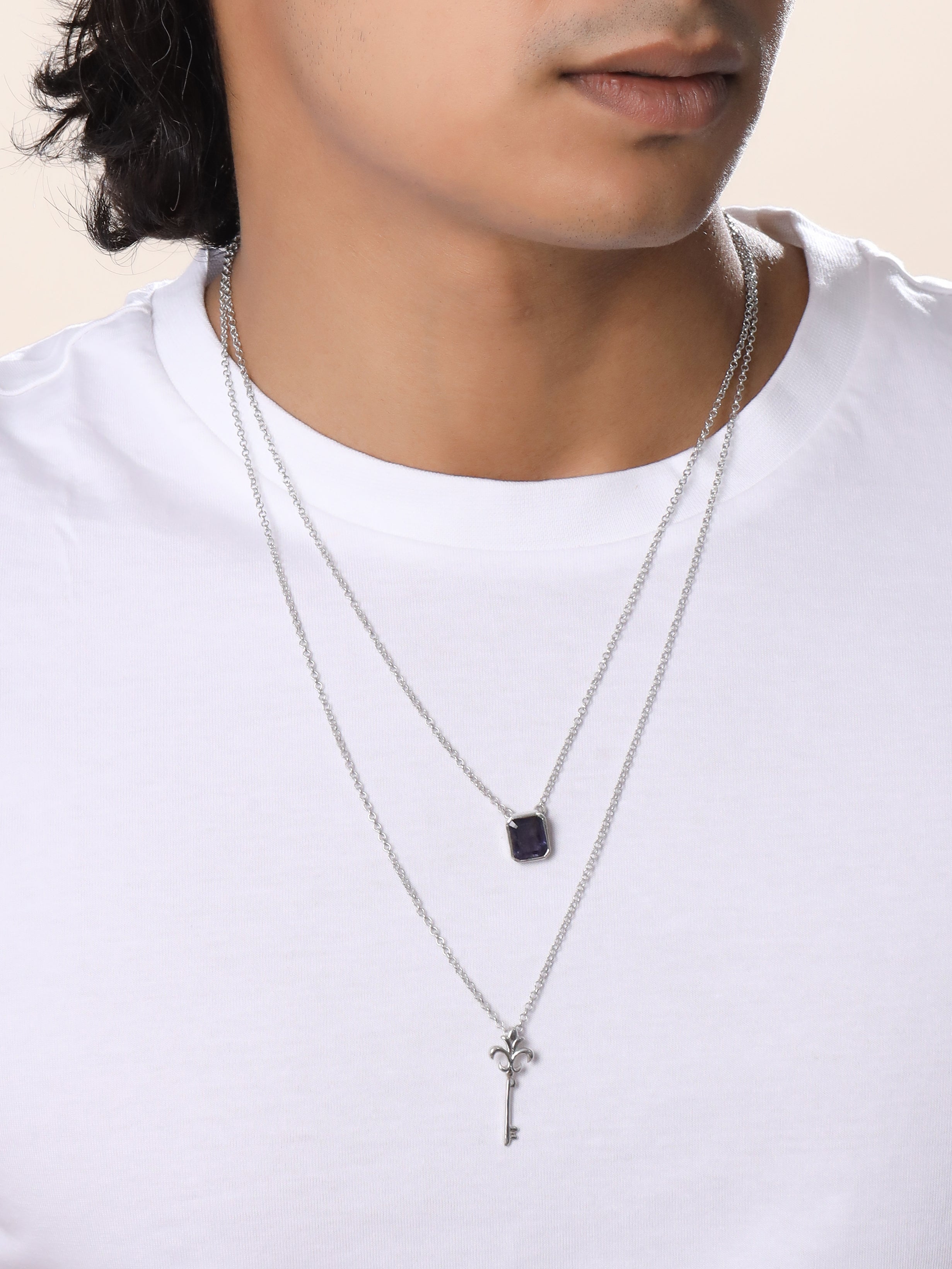 Men's Sterling Silver Iolite Pendant - Sophisticated Elegance - Kicky & Perky