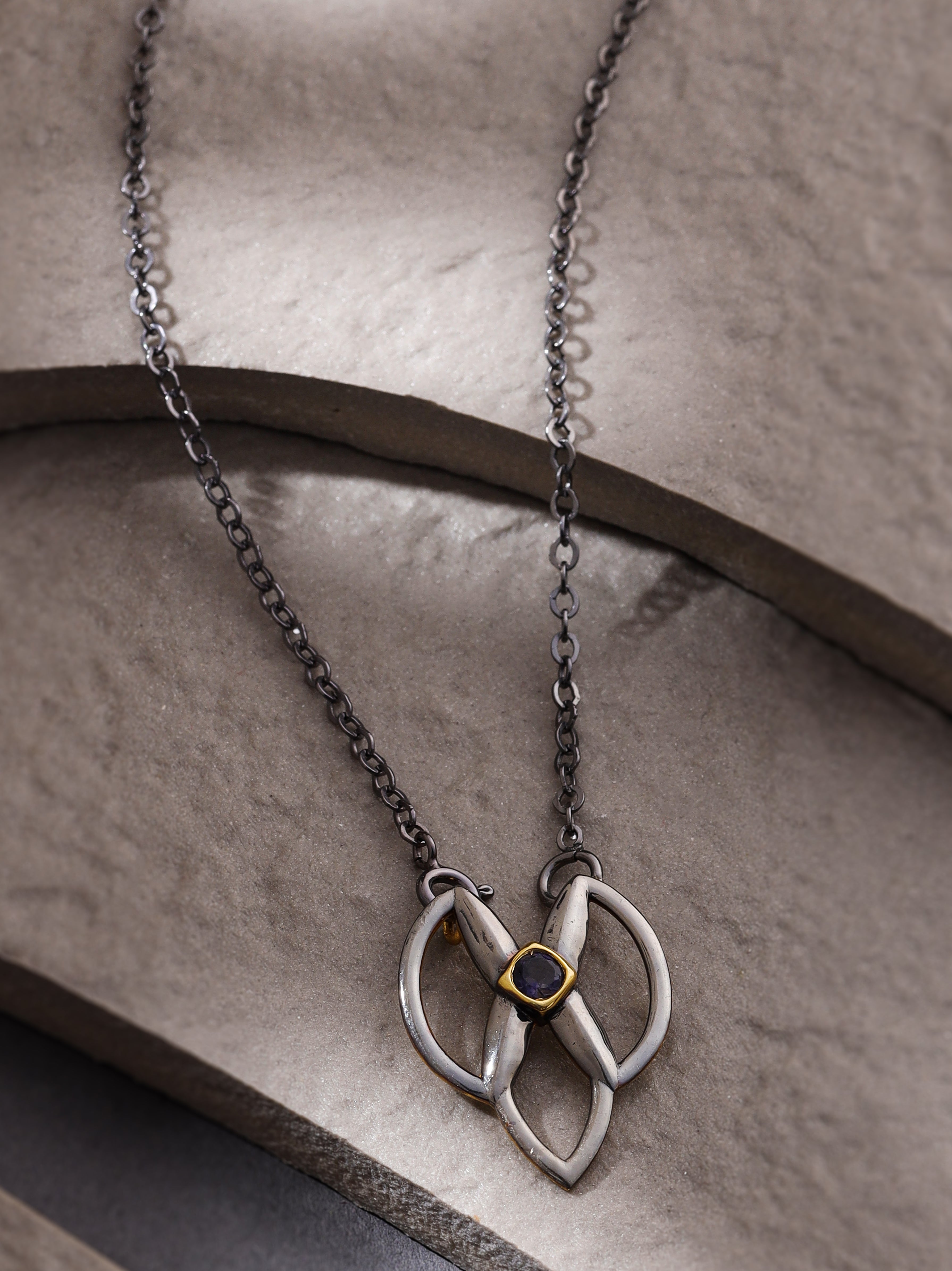 Geometric Iolite Silver Pendant - Dual Plated - Kicky & Perky