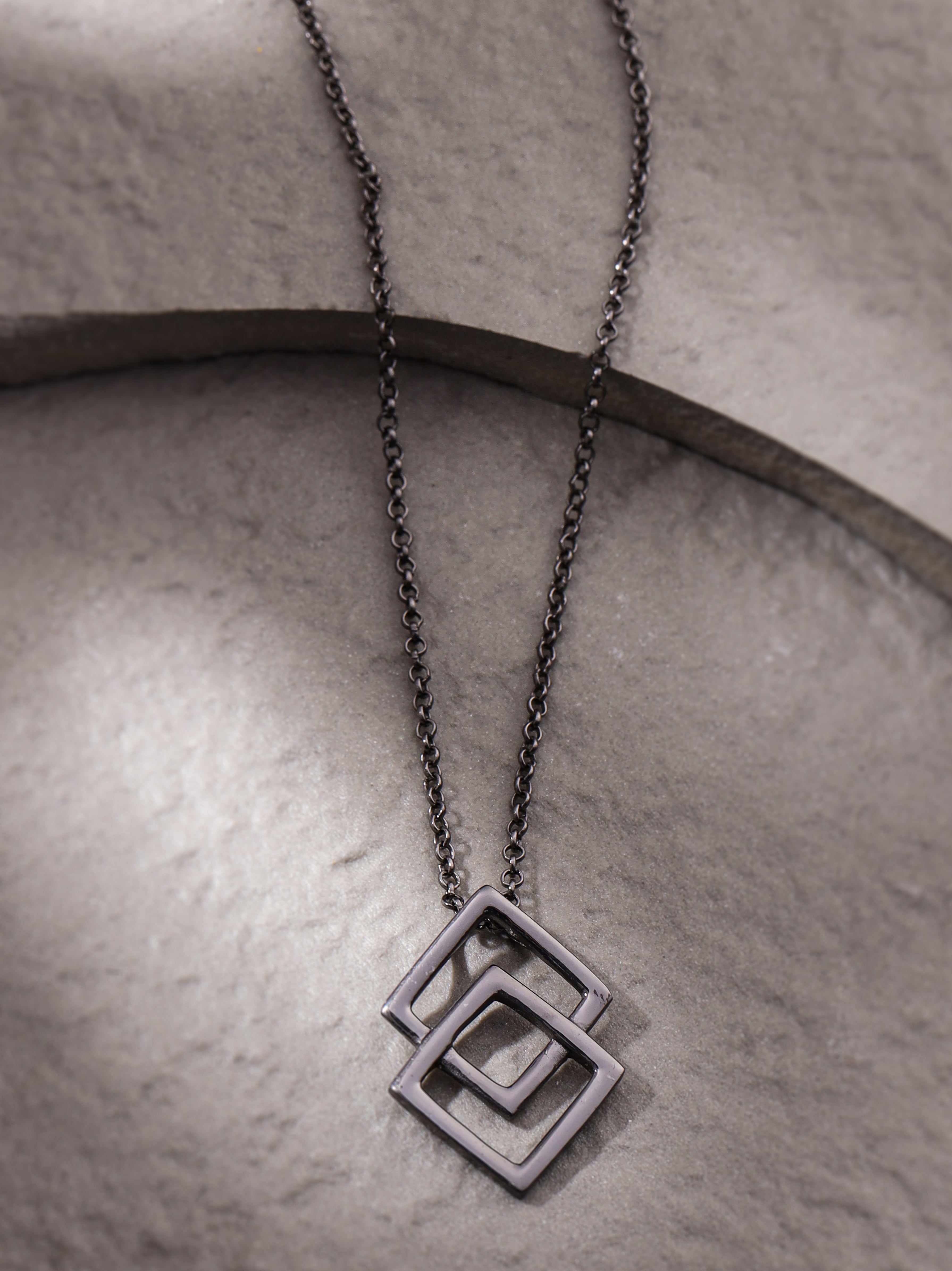 Geometric Silver Pendant - Black Rhodium - Kicky & Perky