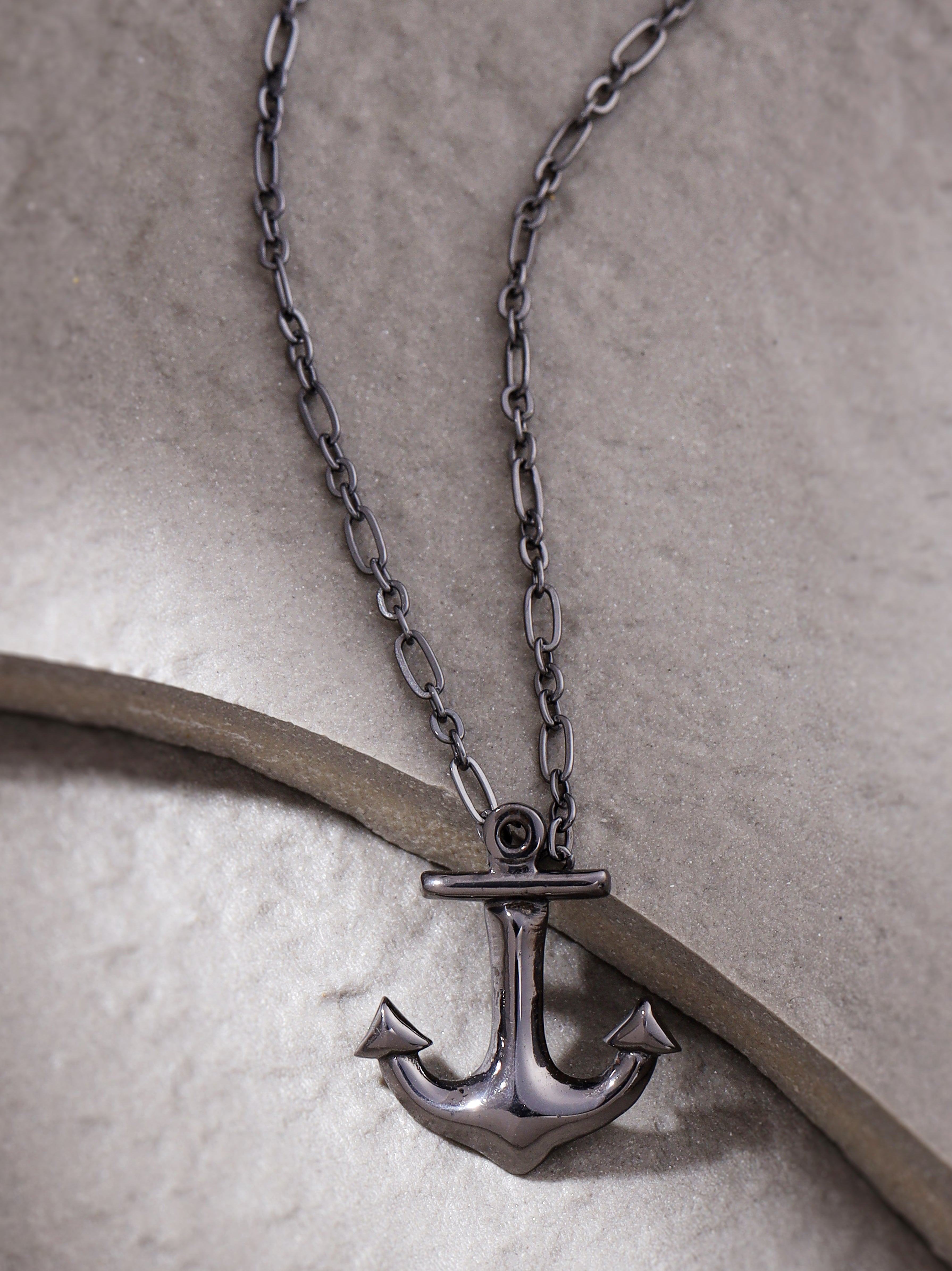 Anchor Silver Pendant - Black Rhodium - Kicky & Perky