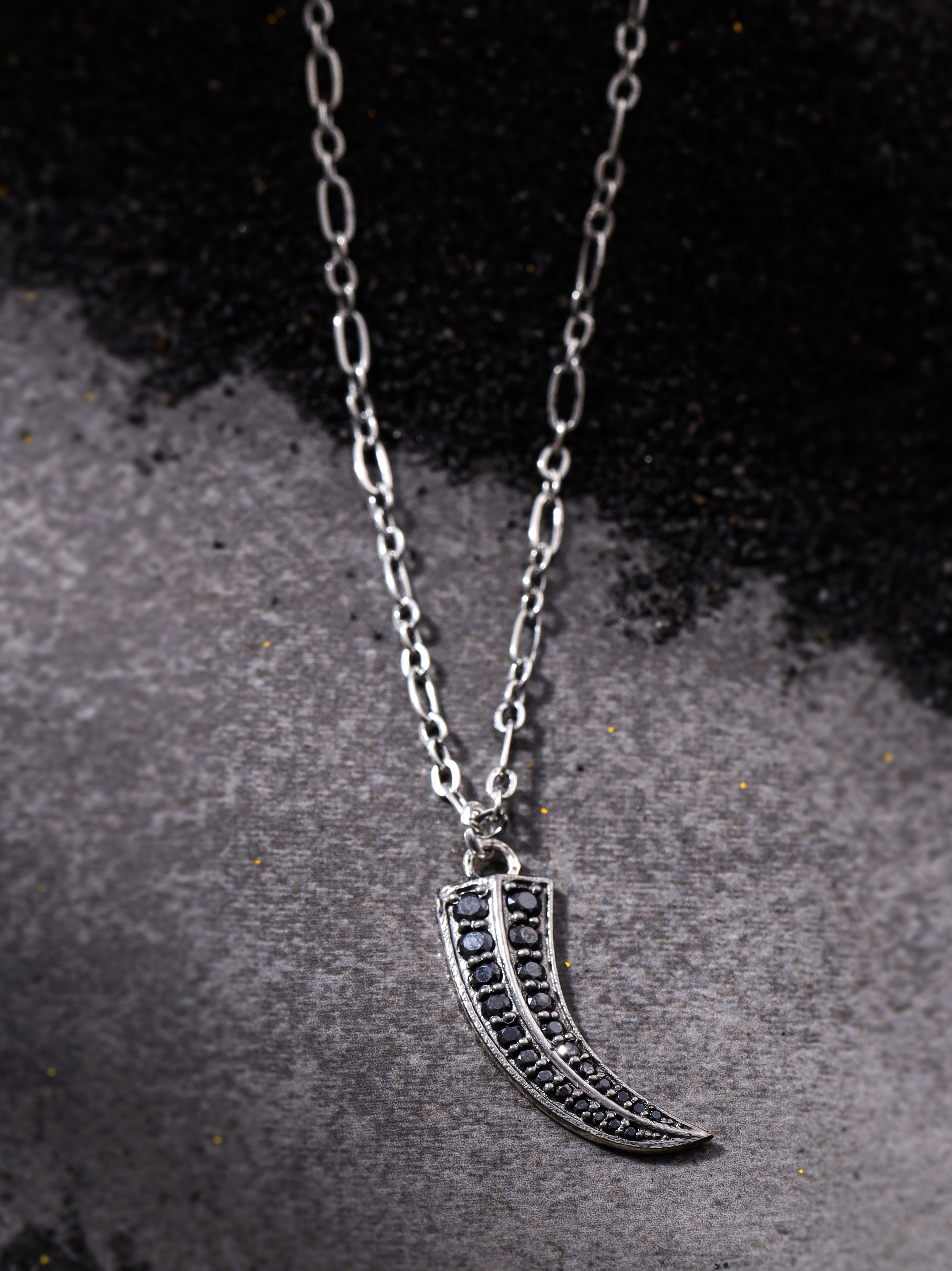 Tiger Claw Silver Pendant with Black Moissanite - Kicky & Perky