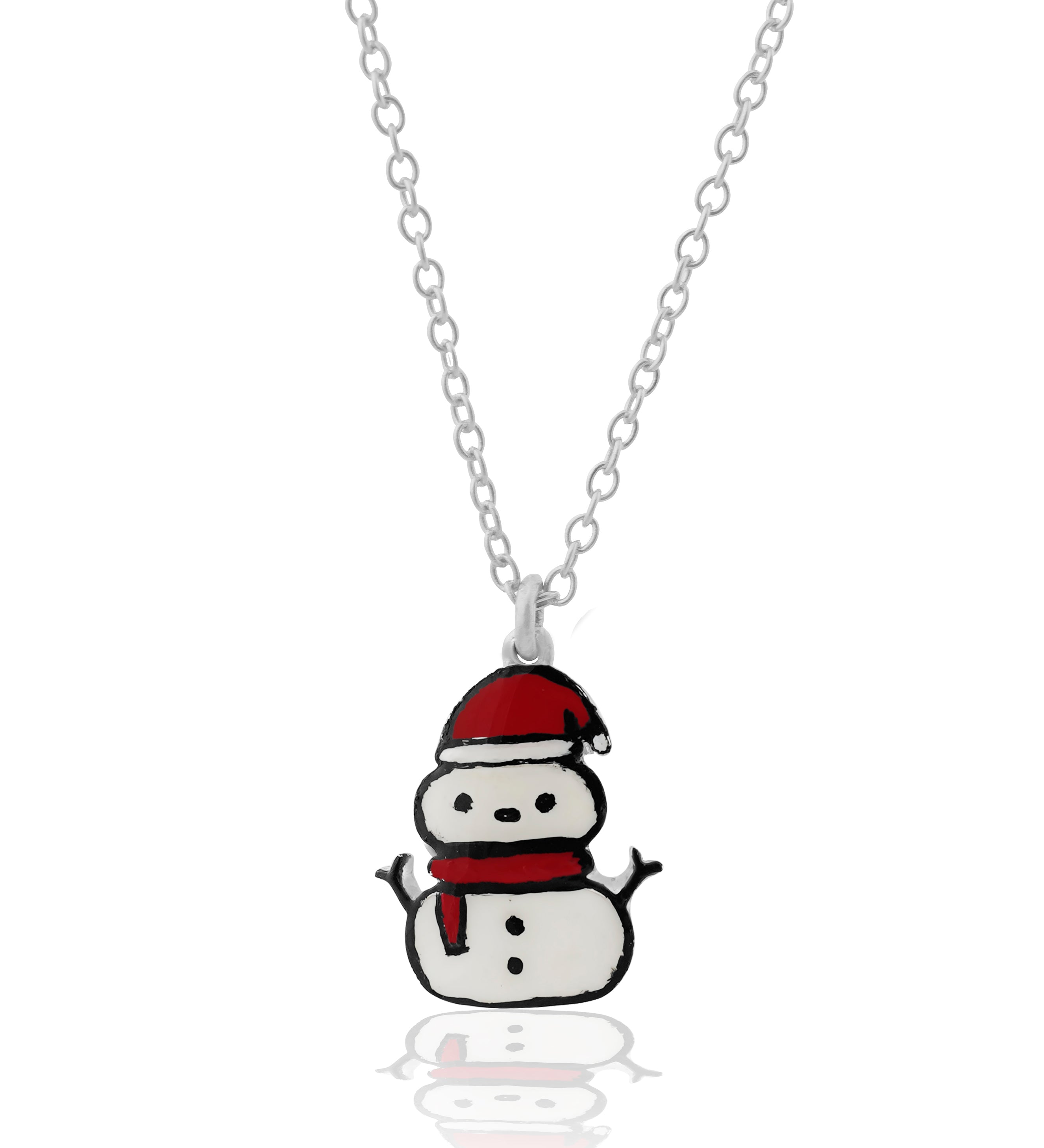 Kids Silver Snowman Pendant - Kicky & Perky