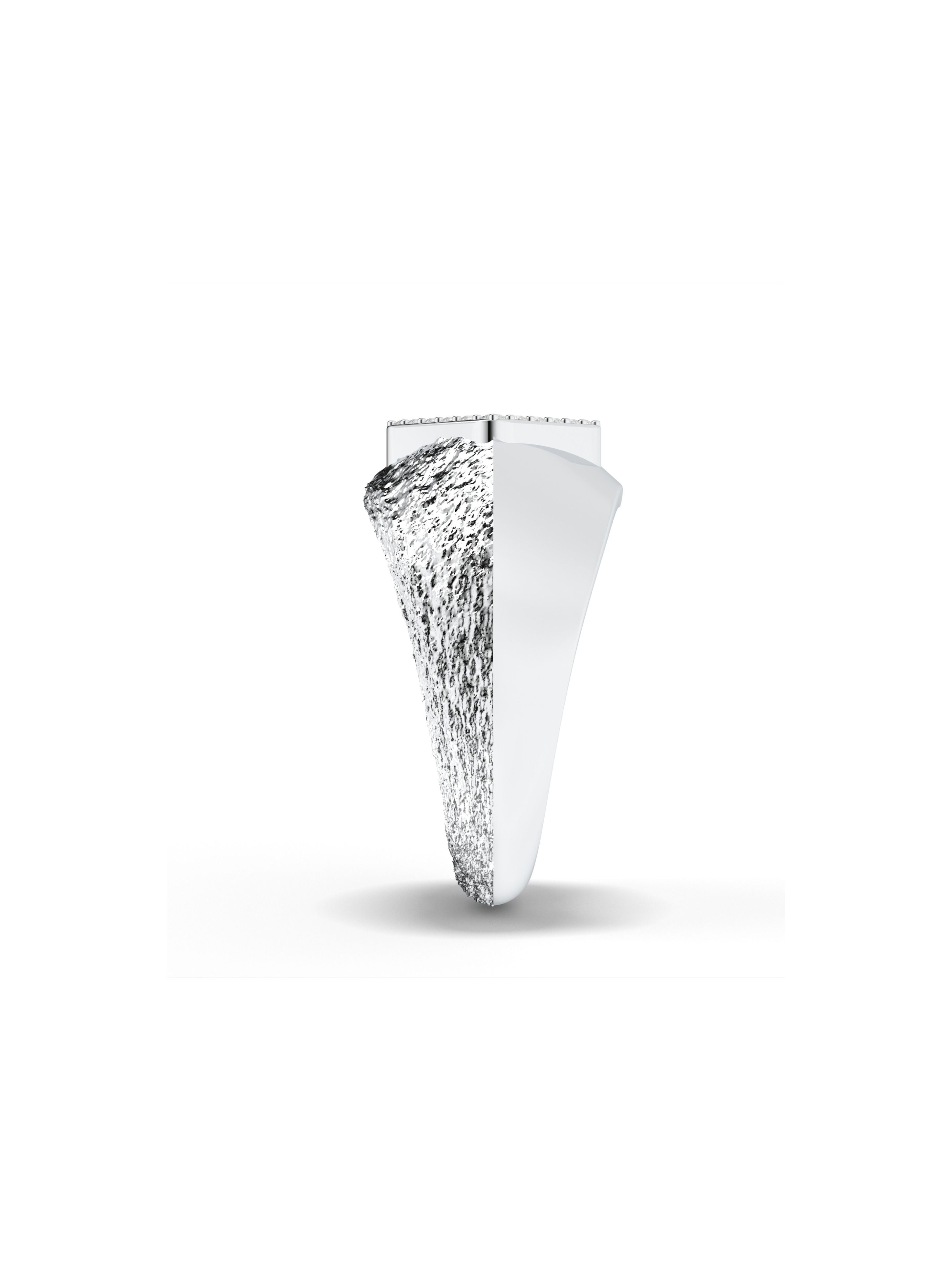 Textured Geometric Moissanite Oxidized Silver 925 Sterling Silver Ring For Men