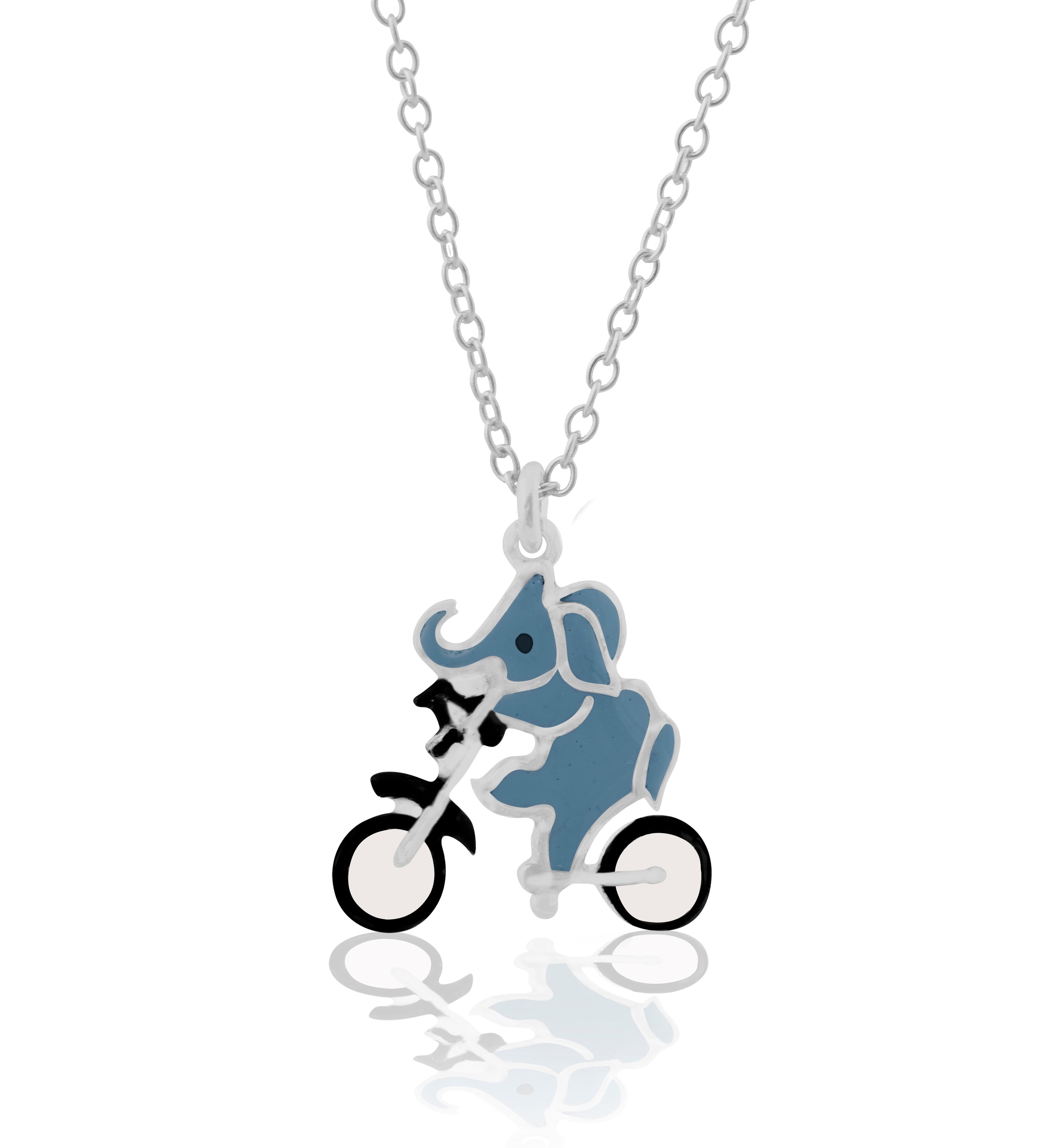 Kids Silver Elephant and Bicycle Pendant - Kicky & Perky
