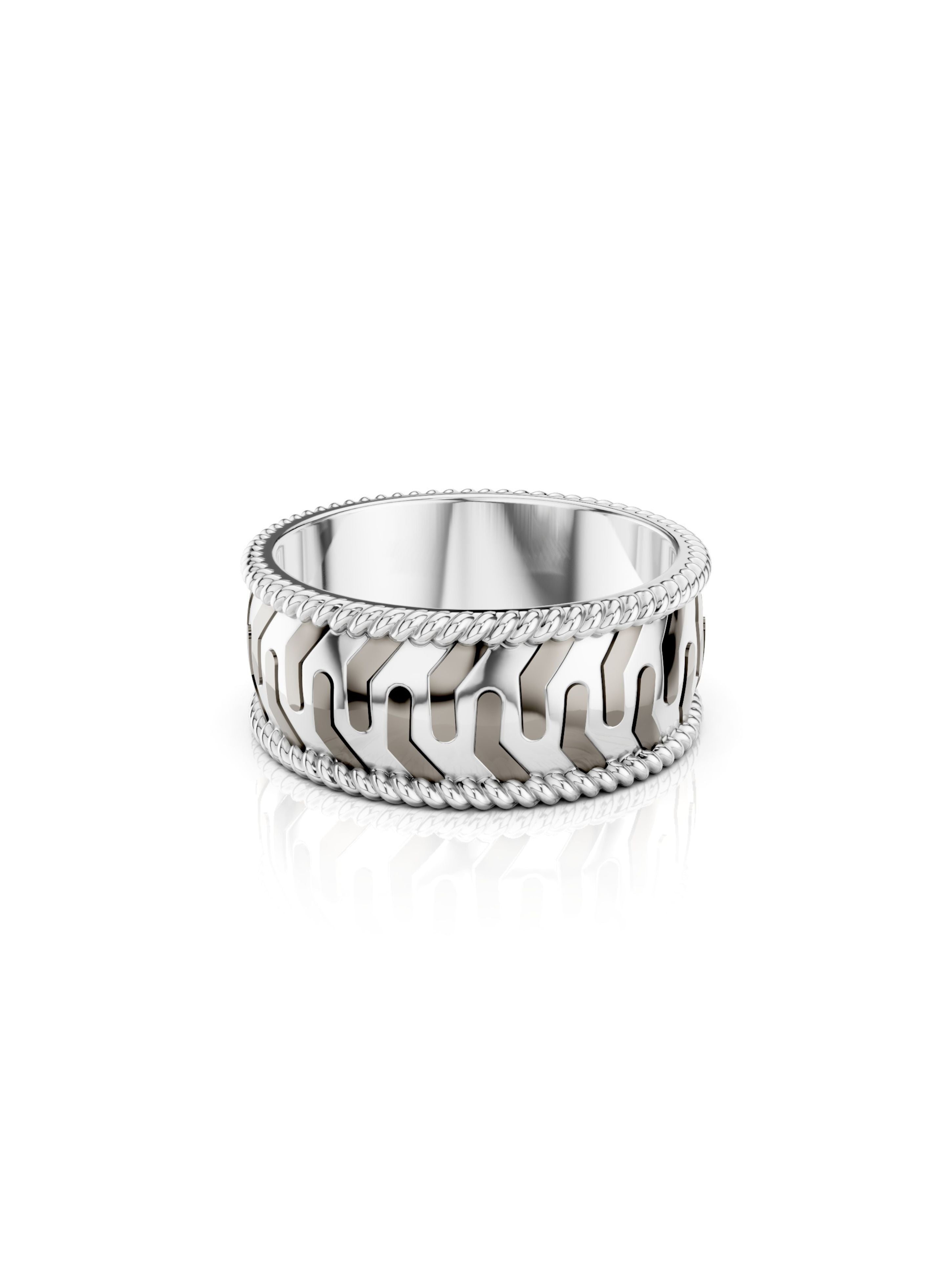 Moissanite Bold Engraved Oxidized Finish 925 Sterling Silver Ring For Men
