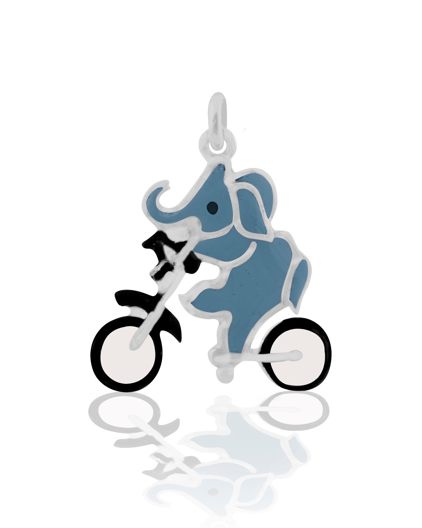 Kids Silver Elephant and Bicycle Pendant - Kicky & Perky