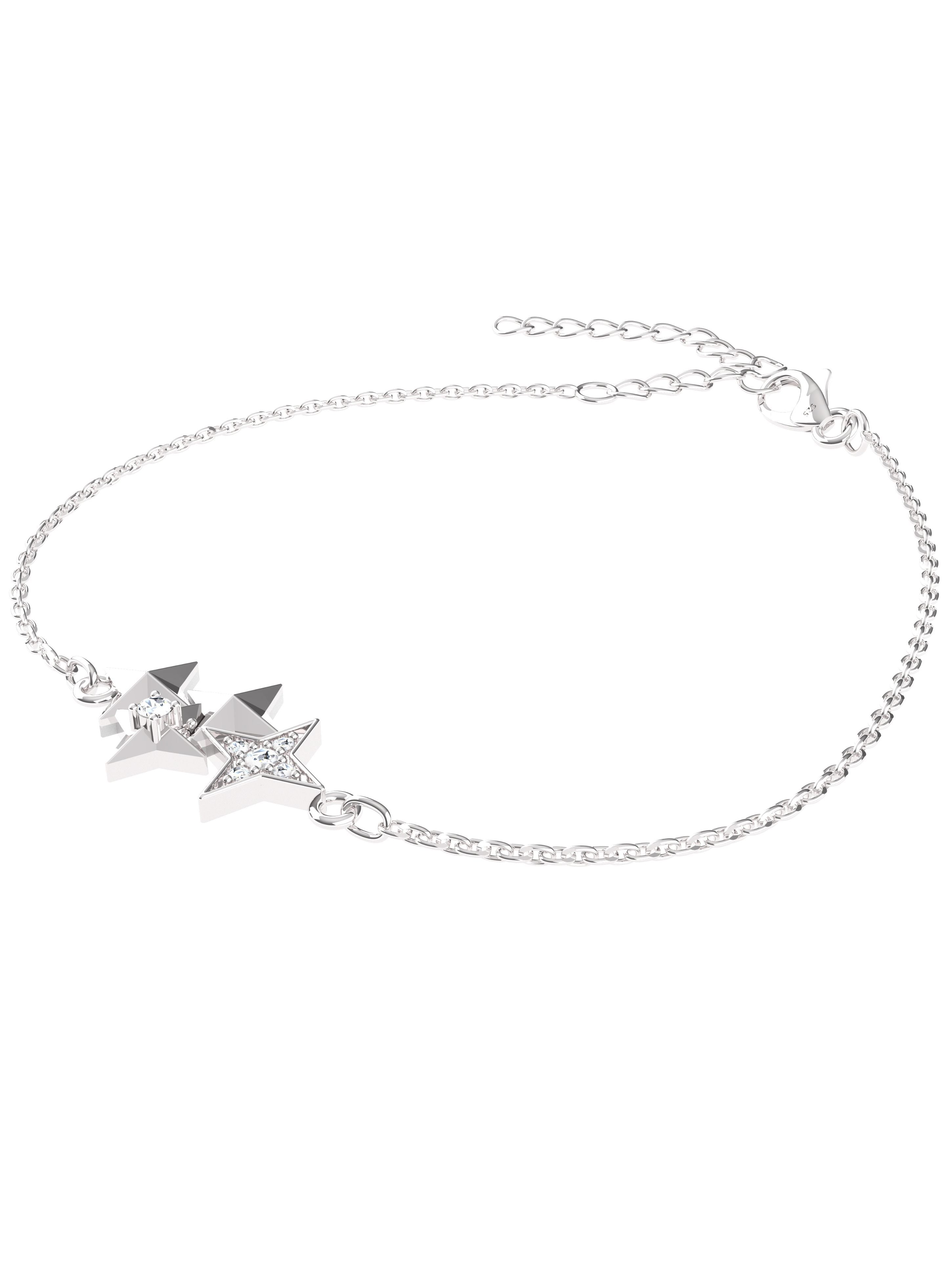 Celestial Trinity Moissanite Bracelet in 925 Sterling Silver