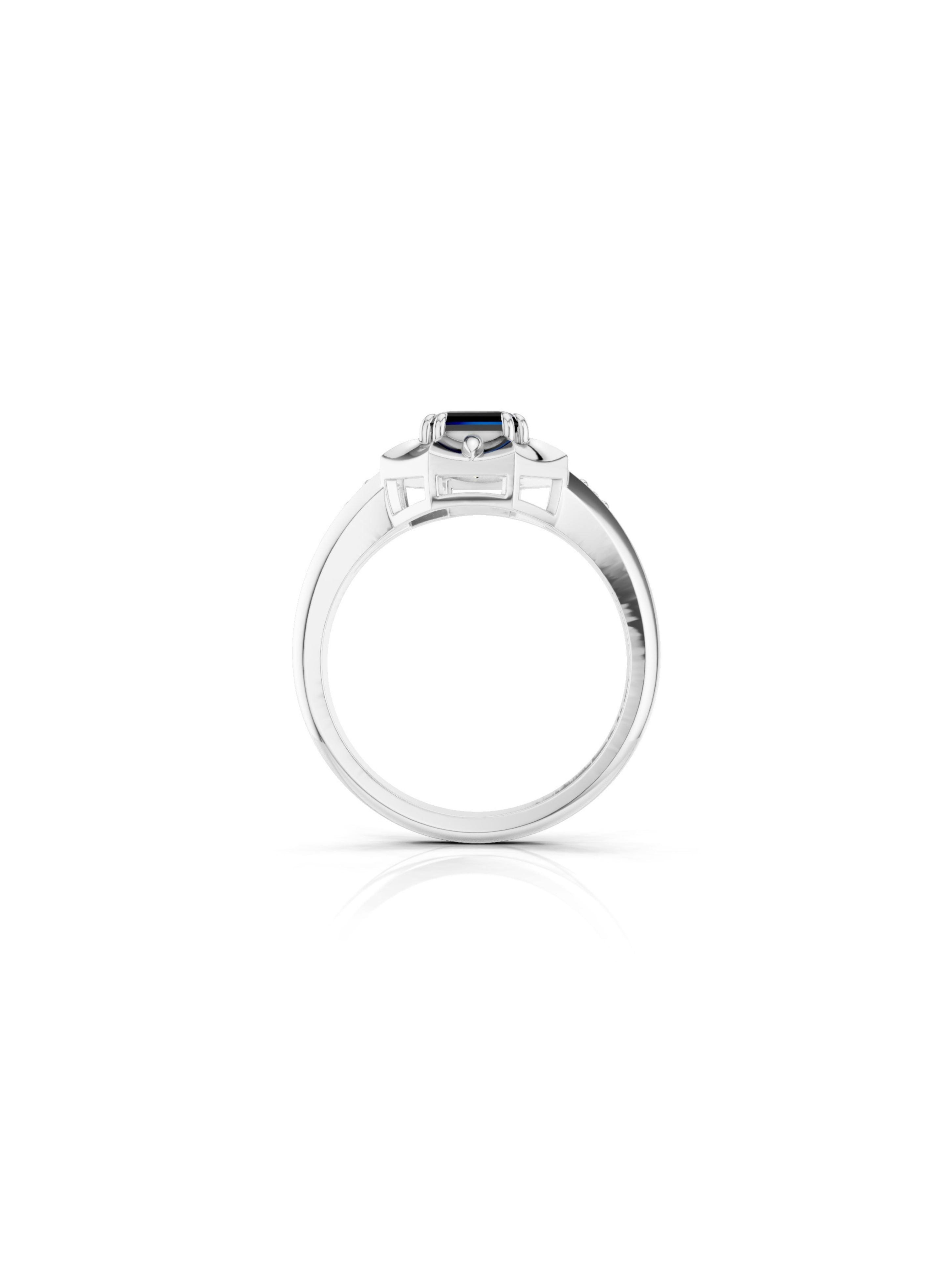 Geometric Black Onyx and Moissanite Oxidized Finish 925 Sterling Silver Ring For Men