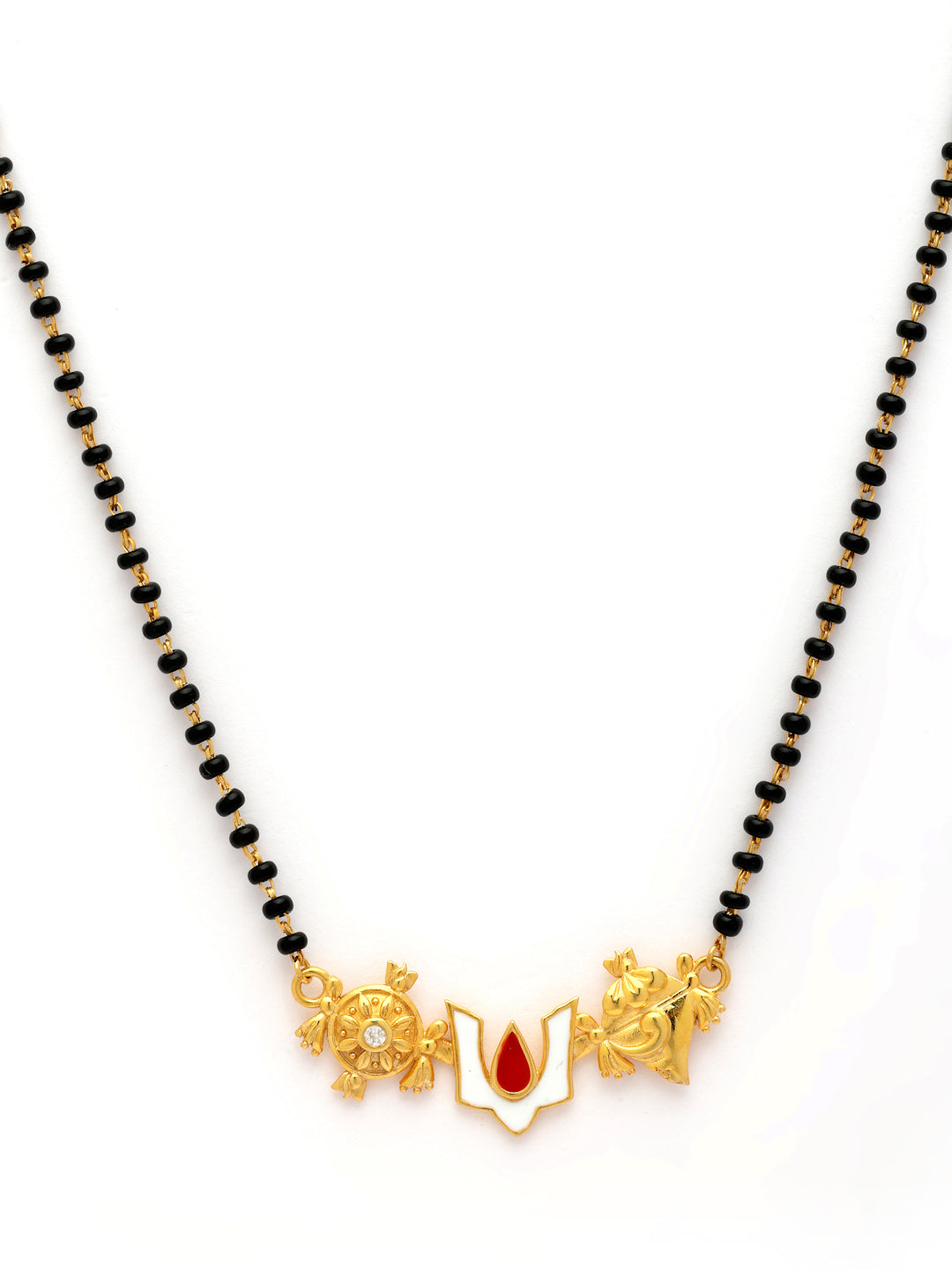 Gold-Plated Shree Tilak Moissanite Mangalsutra in 925 Sterling Silver