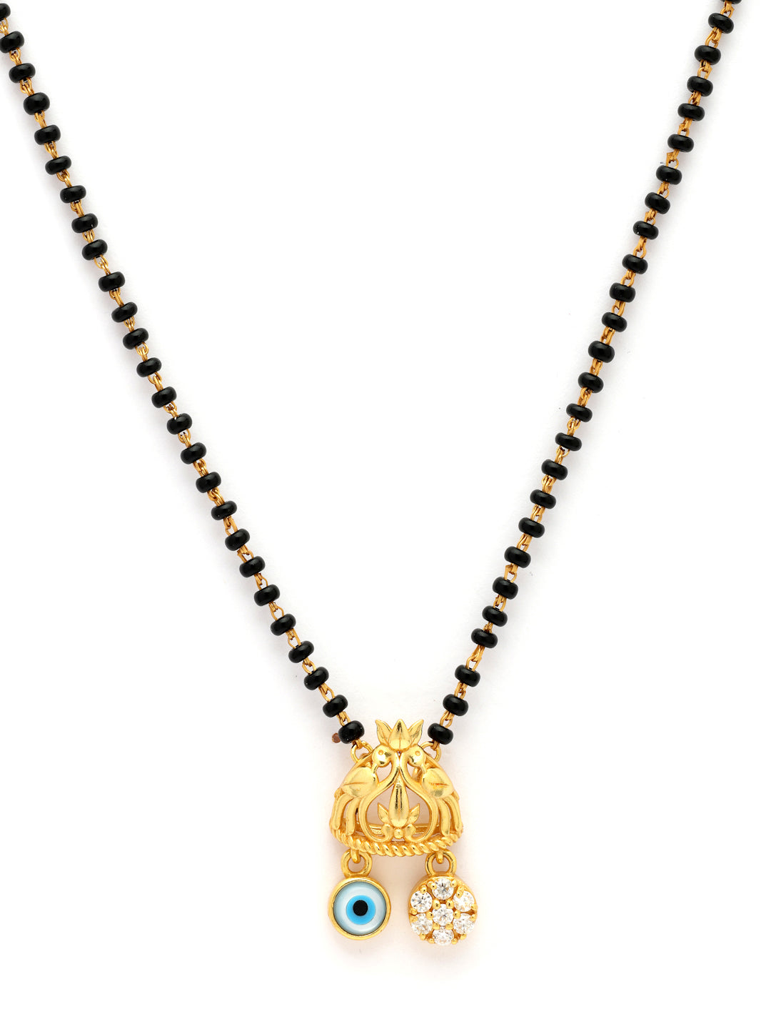 Gold-Plated Love Birds Evil Eye & Moissanite Mangalsutra in 925 Sterling Silver