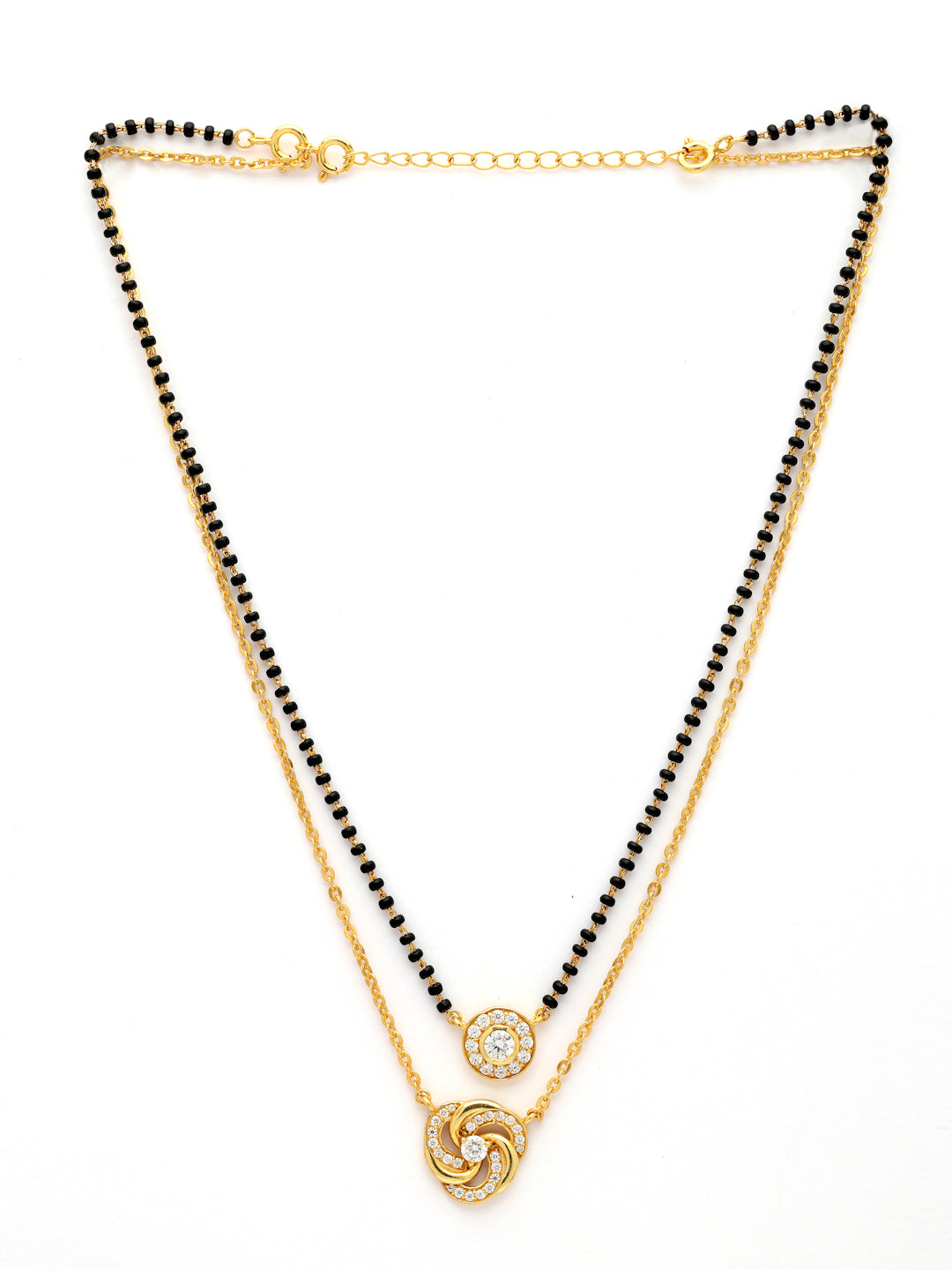 Gold-Plated Double-Layer Swirl Moissanite Mangalsutra in 925 Sterling Silver
