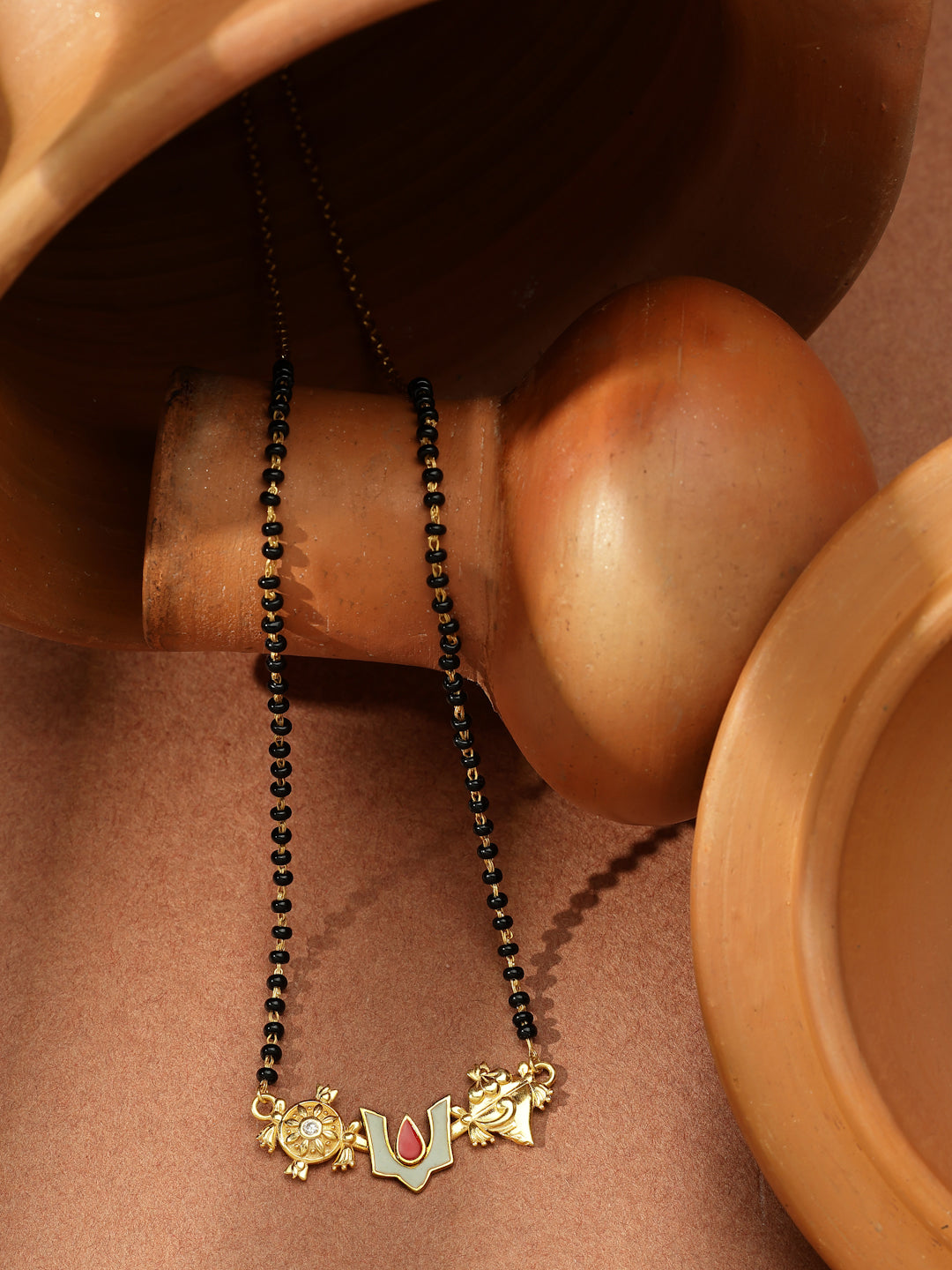 Gold-Plated Shree Tilak Moissanite Mangalsutra in 925 Sterling Silver