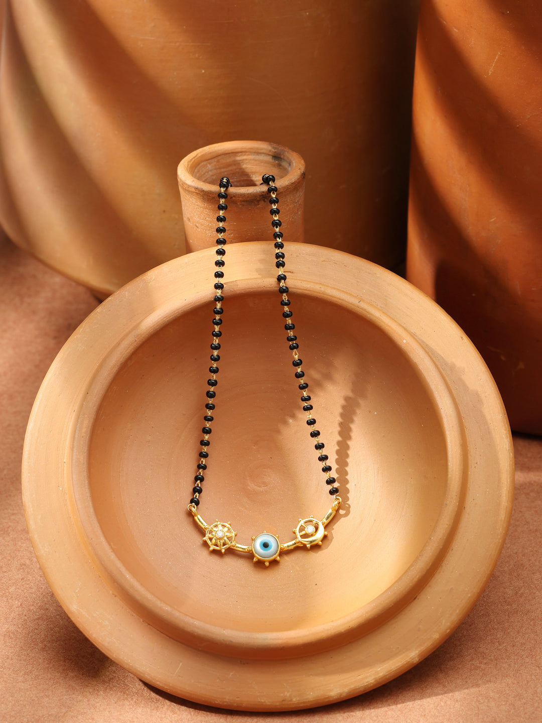 Gold-Plated Evil Eye & Moissanite Mangalsutra in 925 Sterling Silver