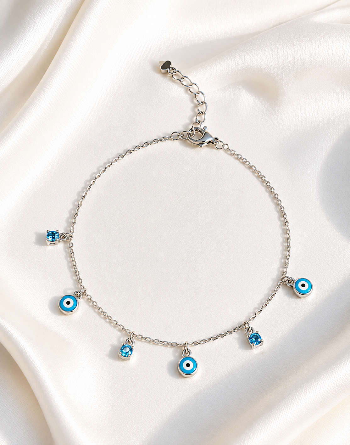 925 Sterling Silver Evil Eye Charm Bracelet