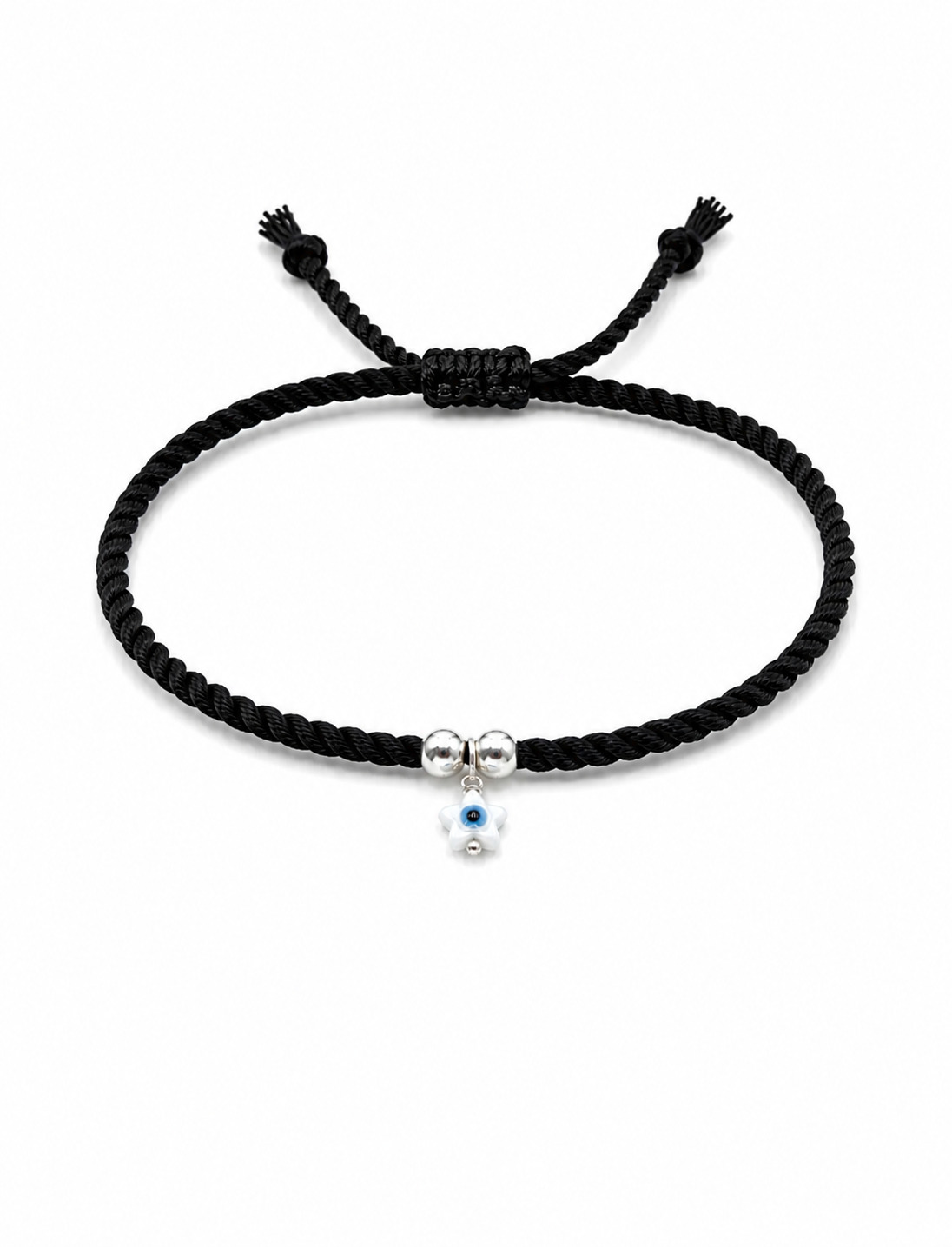 925 Sterling Silver MOP Star Evil Eye Anklet