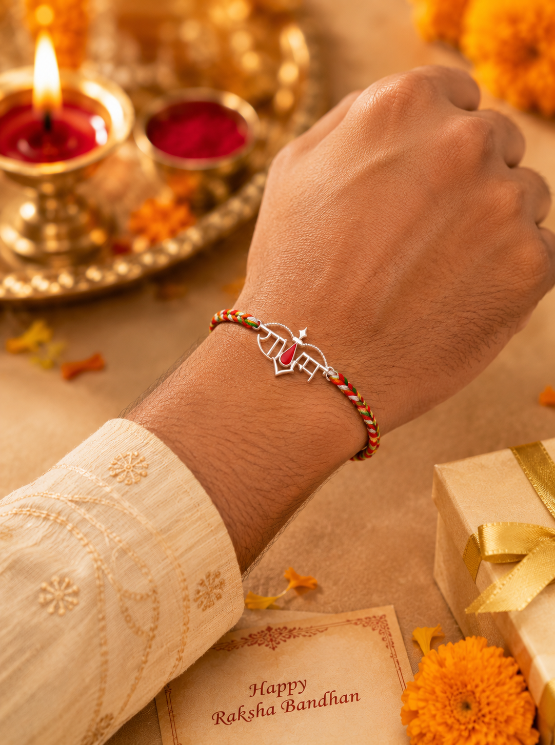Silver Ram Tilak Rakhi