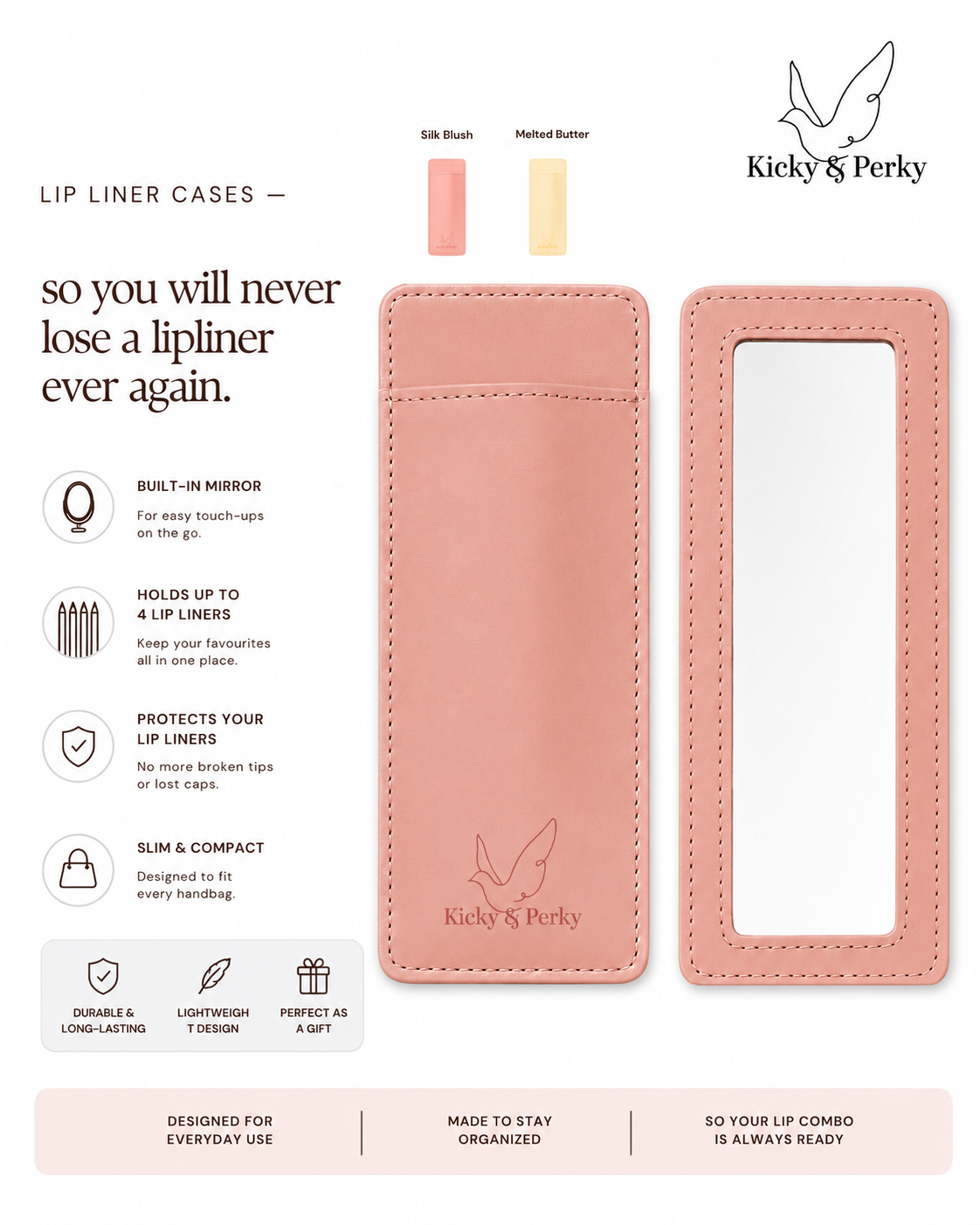Lipliner Case with Mirror | Pink