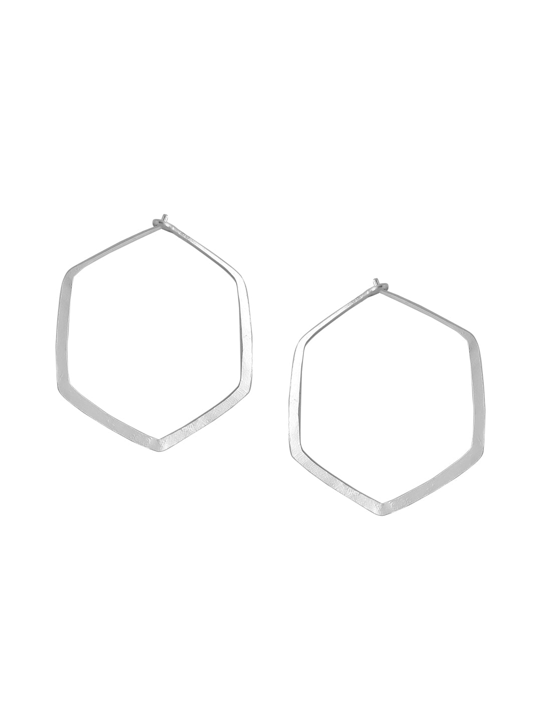 Hexagon Sterling Silver Geometric Hoop Earrings