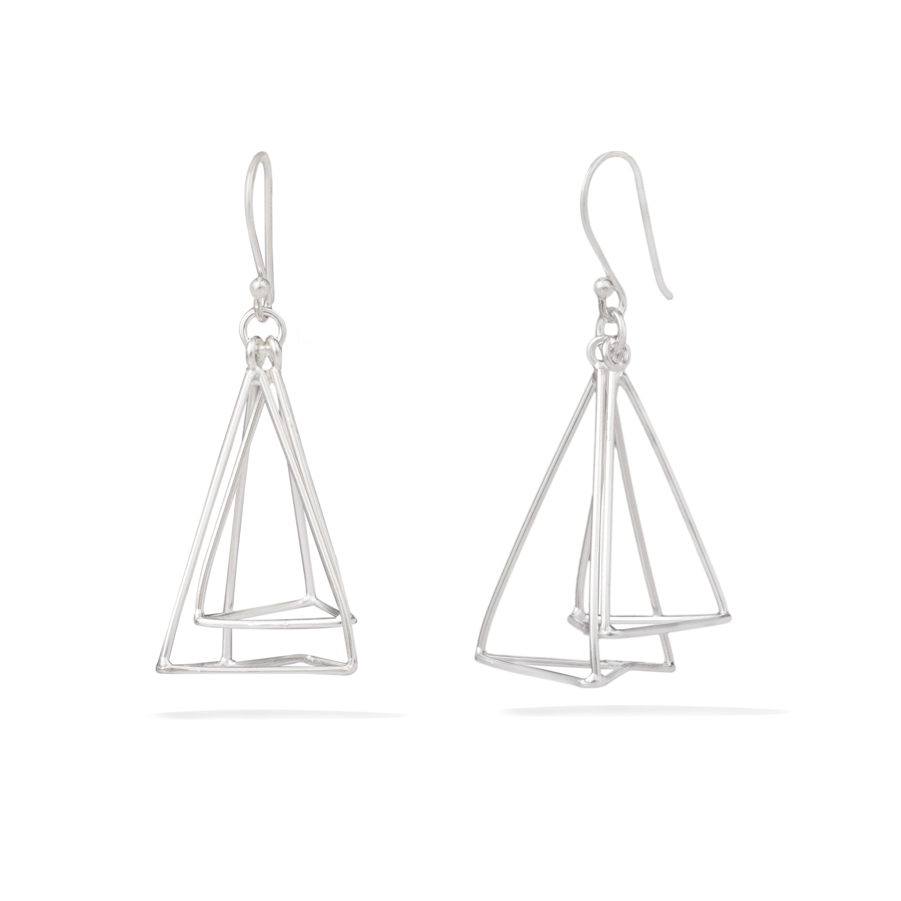 Rhodium Pyramid Design Lumina Collection Earing 925 Sterling Silver Earrings For Women