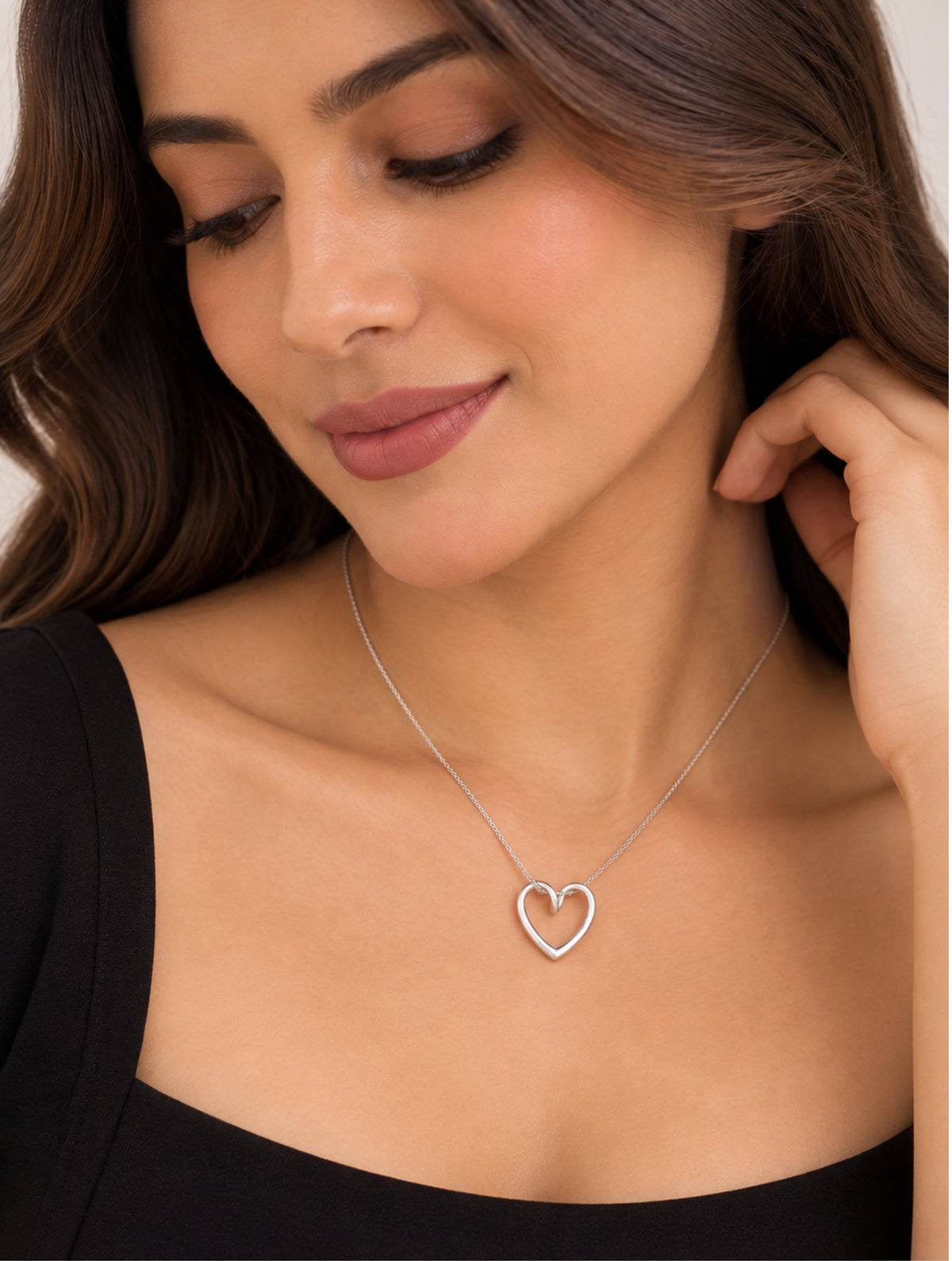 Real Rhodium Plating Heart Elysian 925 Sterling Silver Pendant For Women