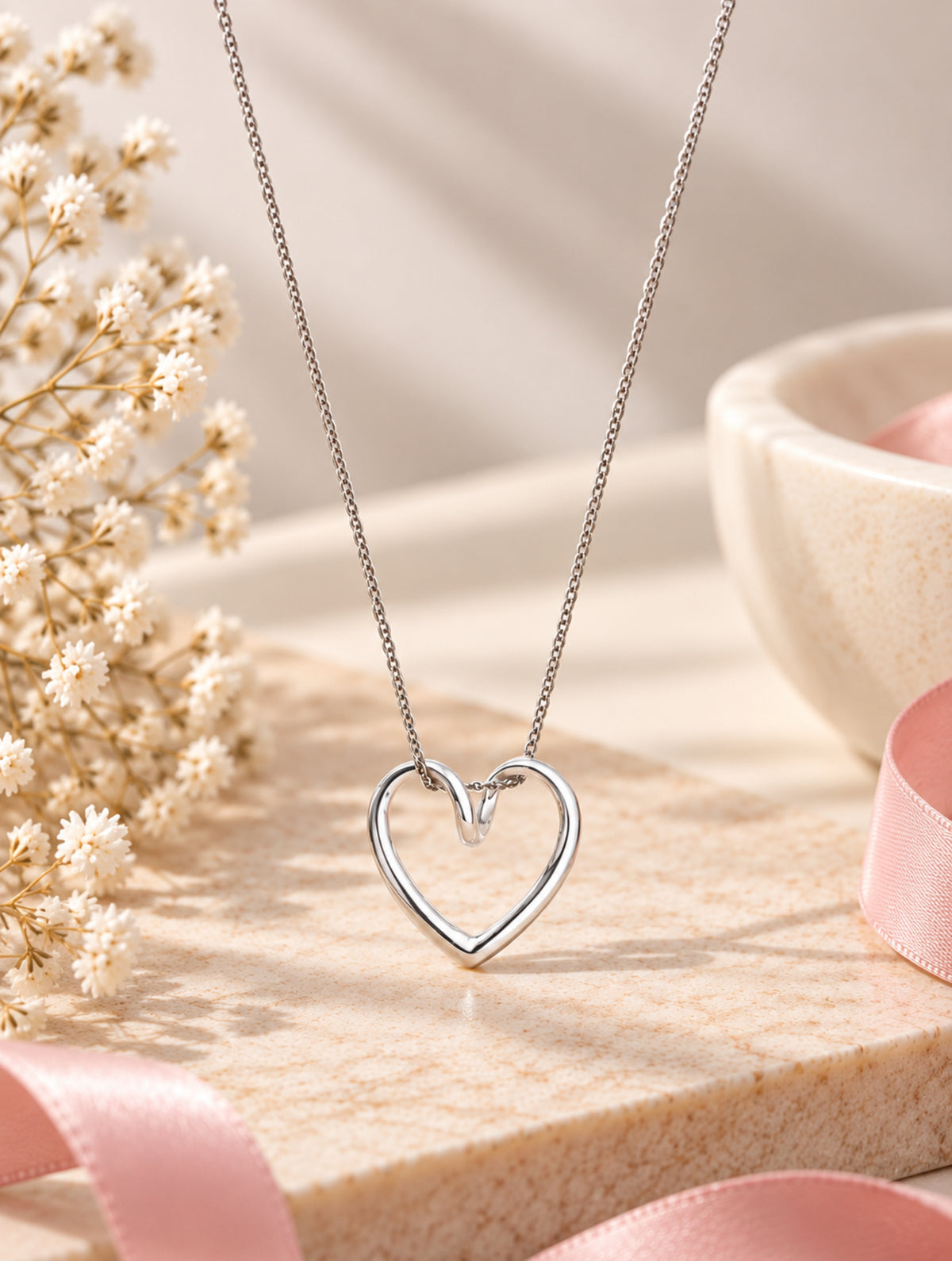 Real Rhodium Plating Heart Elysian 925 Sterling Silver Pendant For Women
