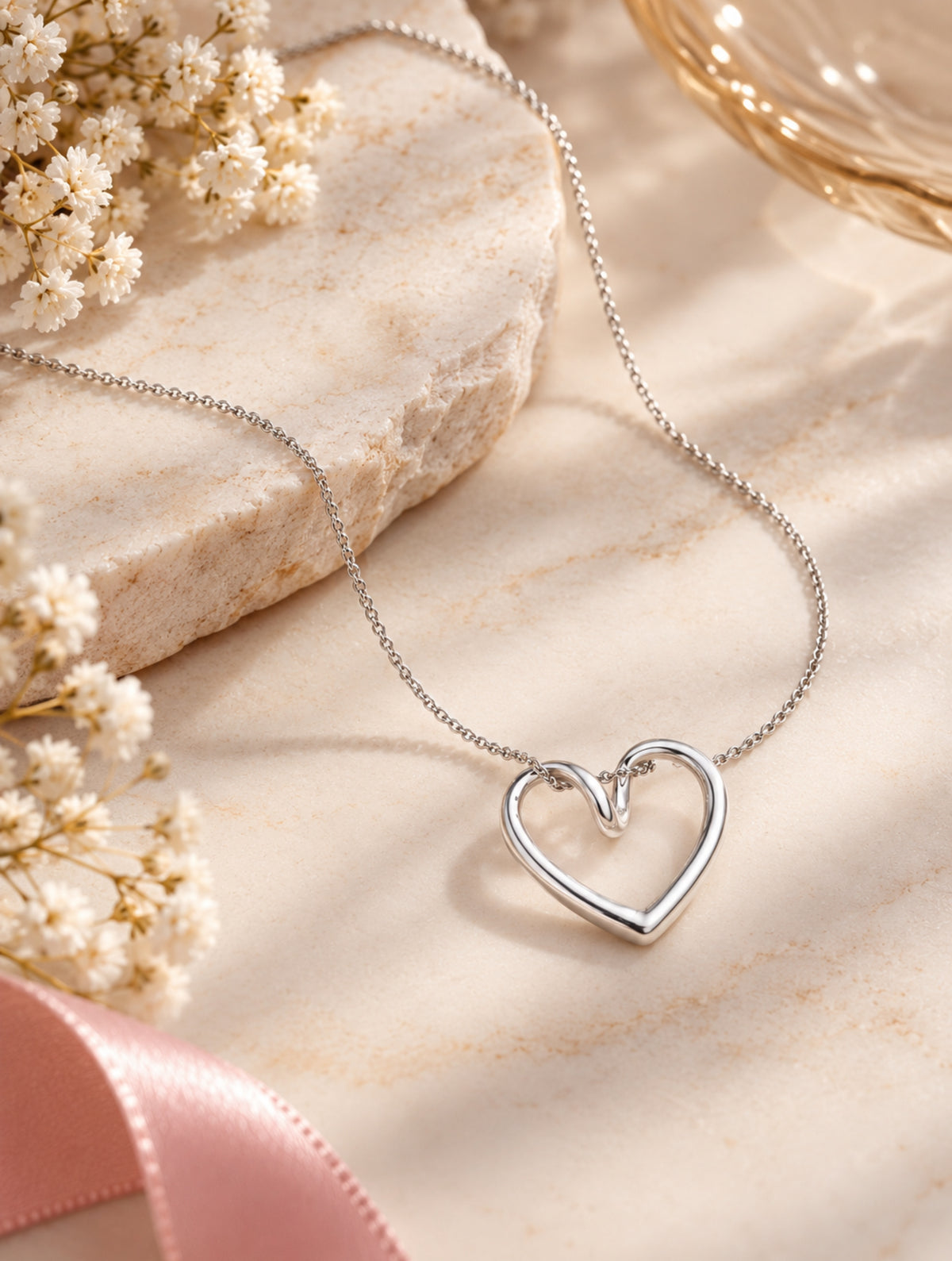 Real Rhodium Plating Heart Elysian 925 Sterling Silver Pendant For Women
