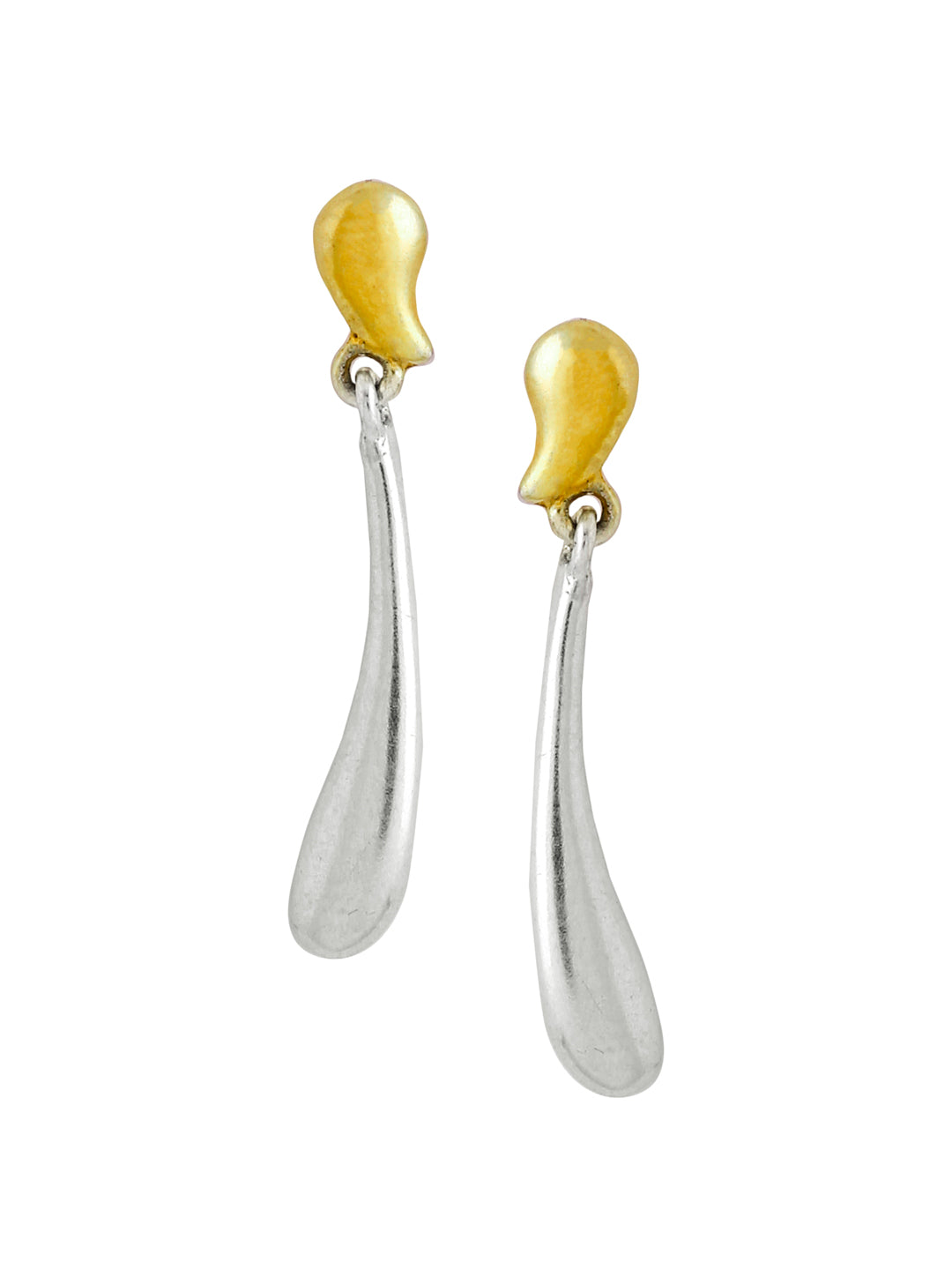 Elegant Contrasts: Dual Tone Silver Earring