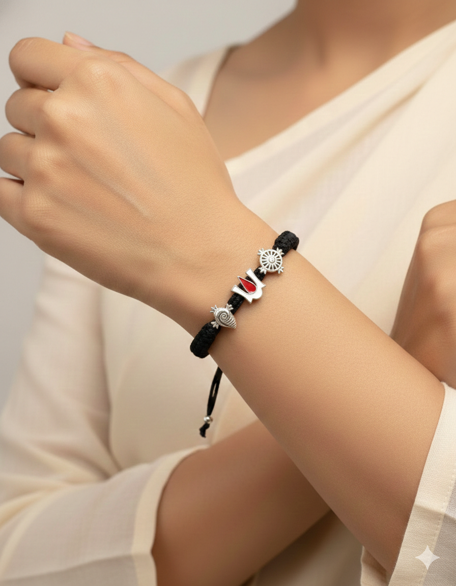 Silver Jagannathji Trio Bracelet & Silver Trishankhla Bracelet