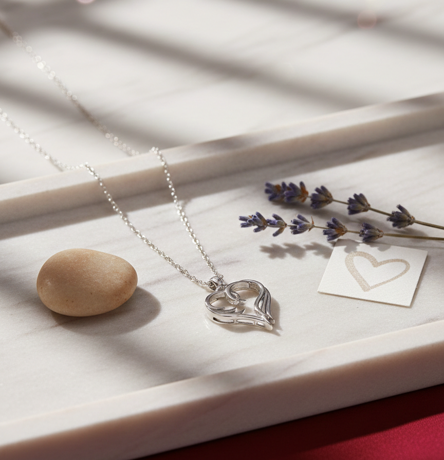 Real Rhodium Plating Abstract Heart Elysian 925 Sterling Silver Pendant For Girls and Women