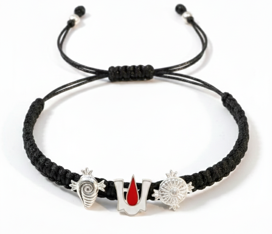 Divine Trinity: Sterling Silver Trishankhla Bracelet
