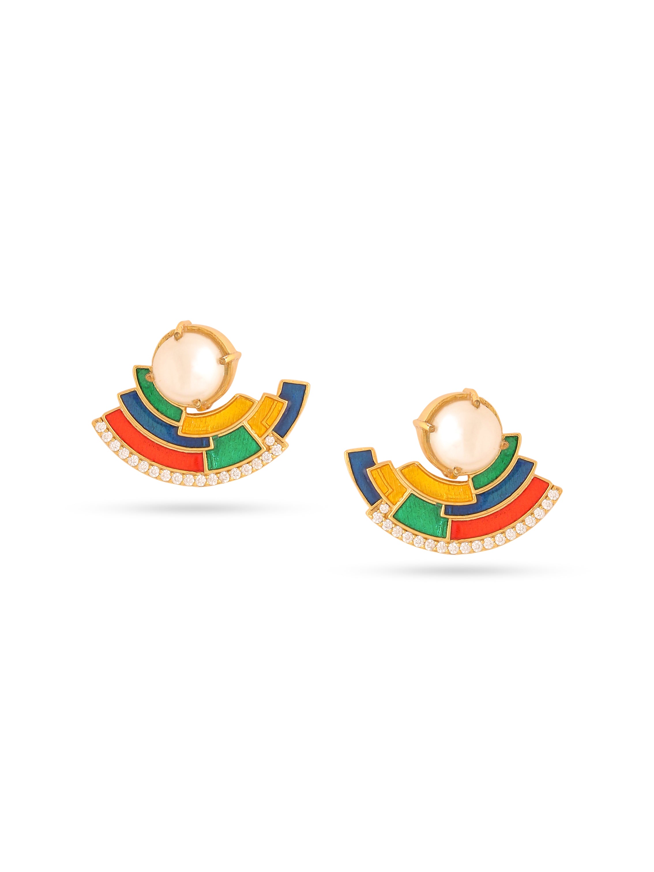 Abstract Pearl Earrings
