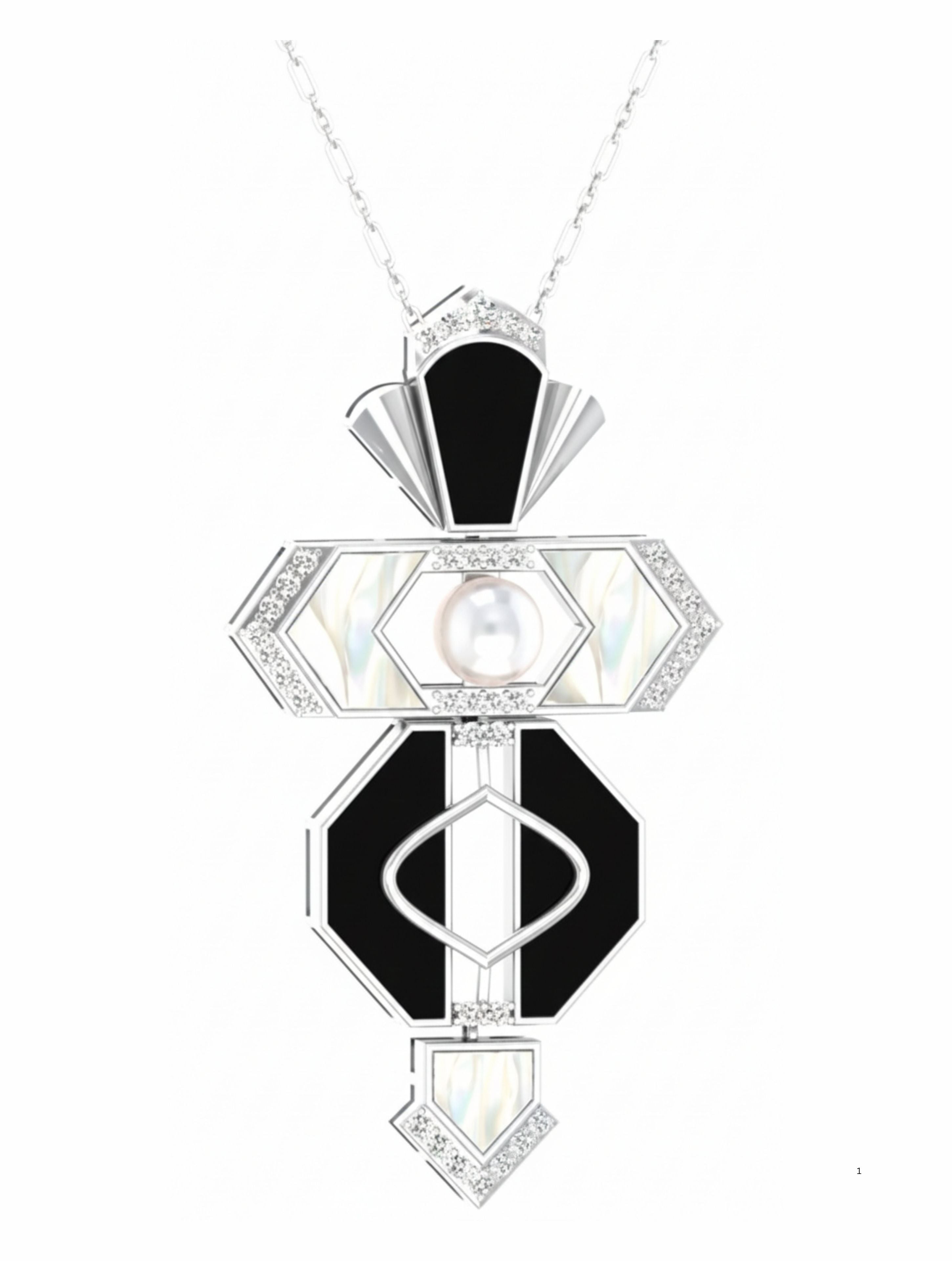 Art Deco Geometric Symphony Pendant in 925 Sterling Silver