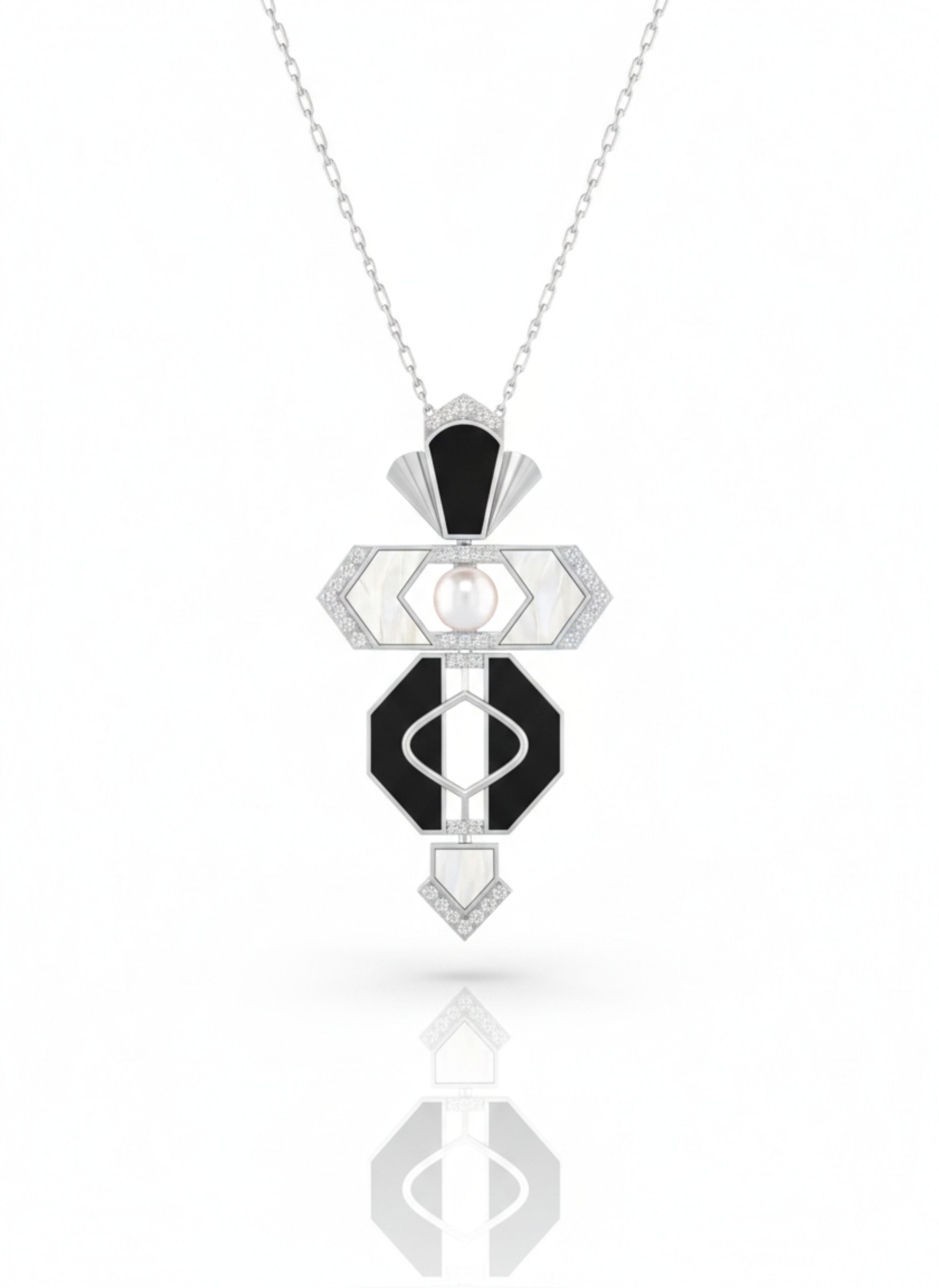 Art Deco Geometric Symphony Pendant in 925 Sterling Silver