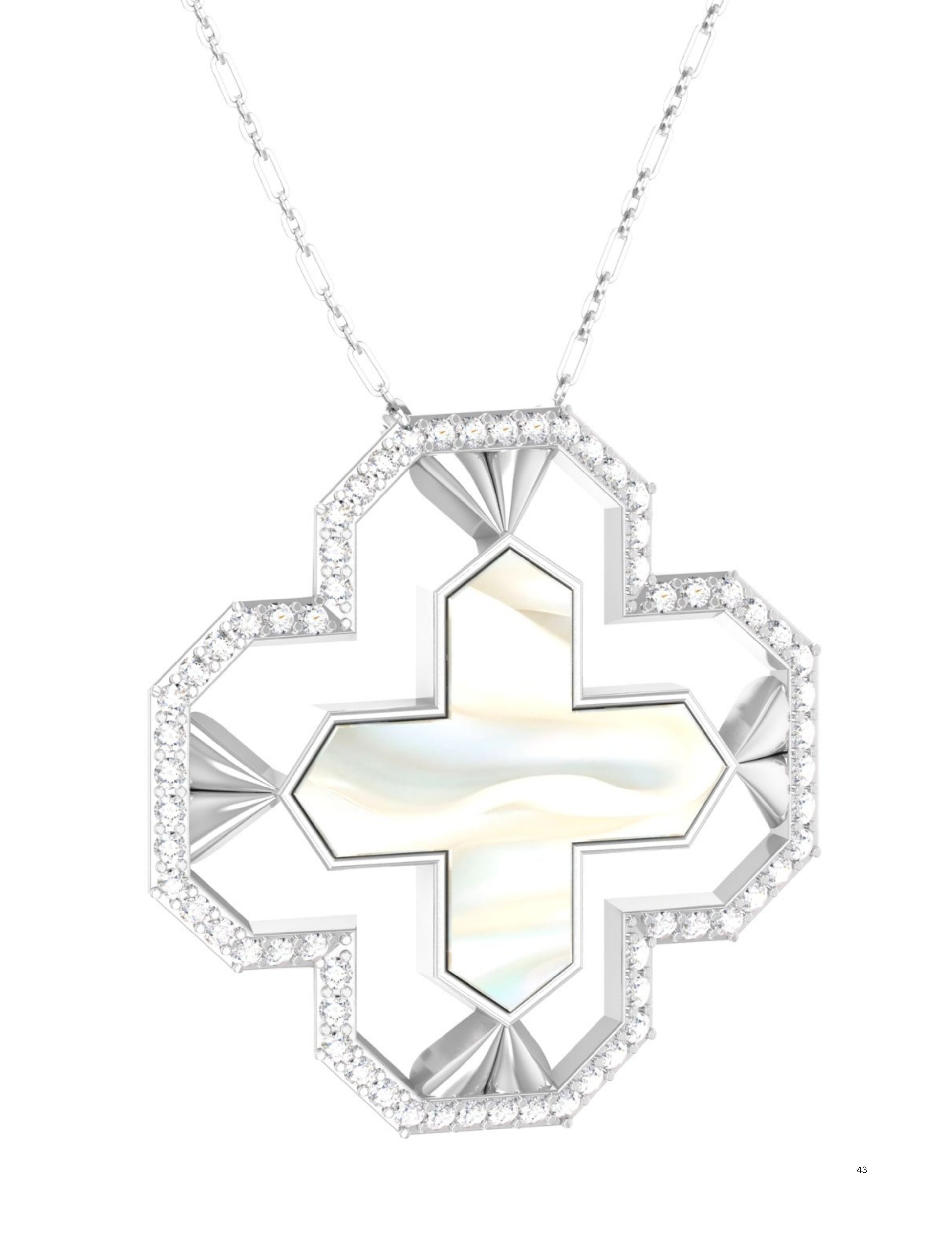 Cross Pendant in 925 Sterling Silver- Art Deco