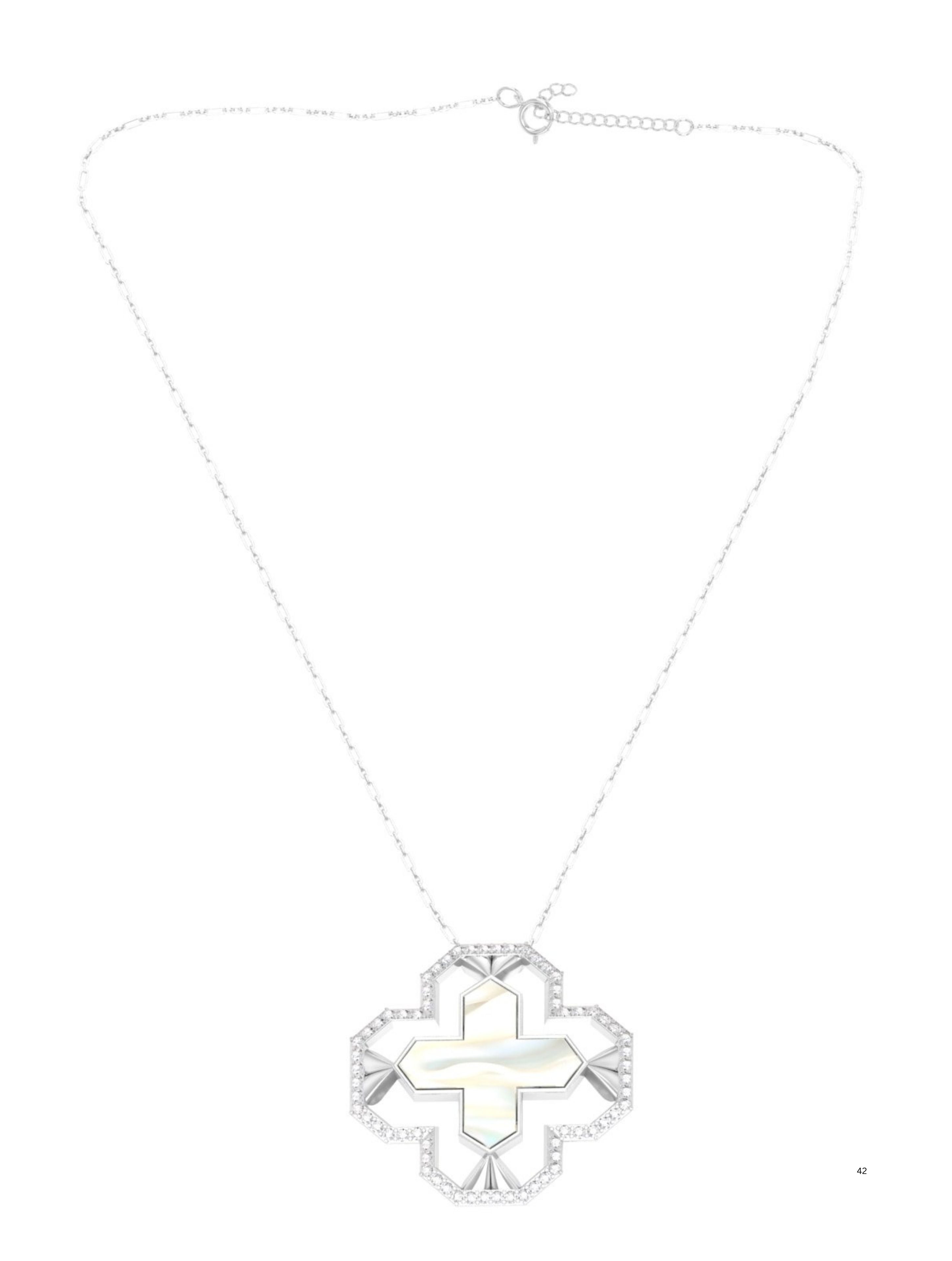 Cross Pendant in 925 Sterling Silver- Art Deco