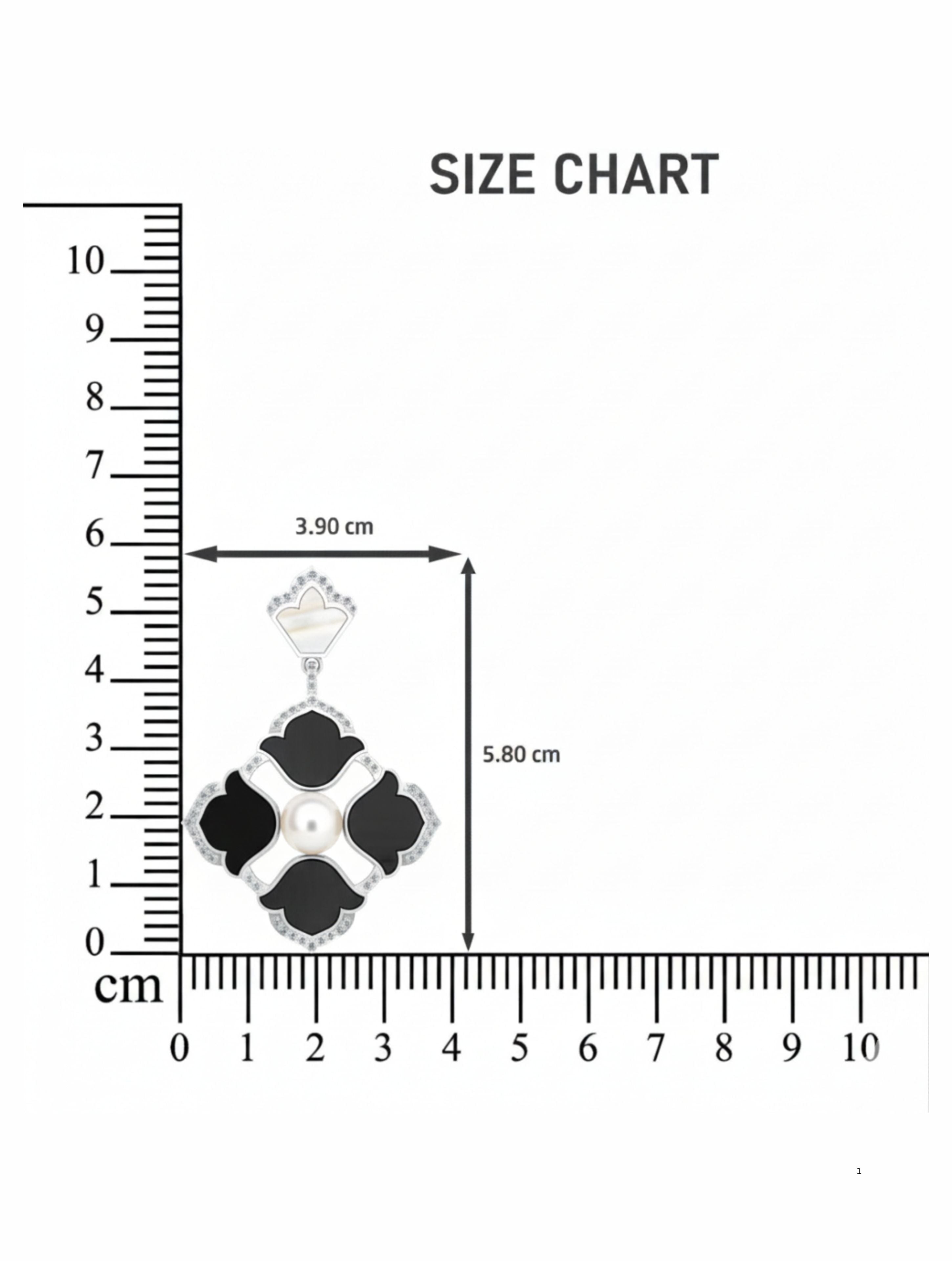 Quatrefoil Pearl & Black Onyx Pendant in 925 Sterling Silver