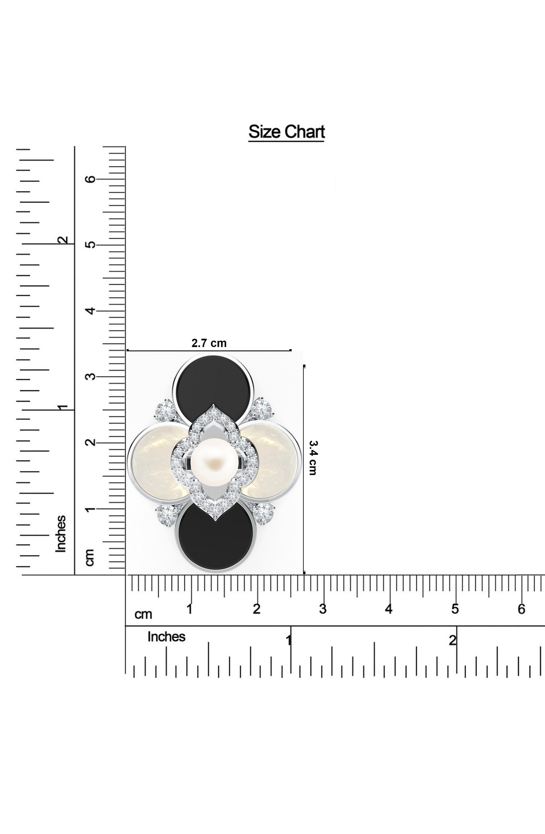 Adjustable 925 Sterling Silver Ring with Moissanite, Pearl, Onyx, and MOP