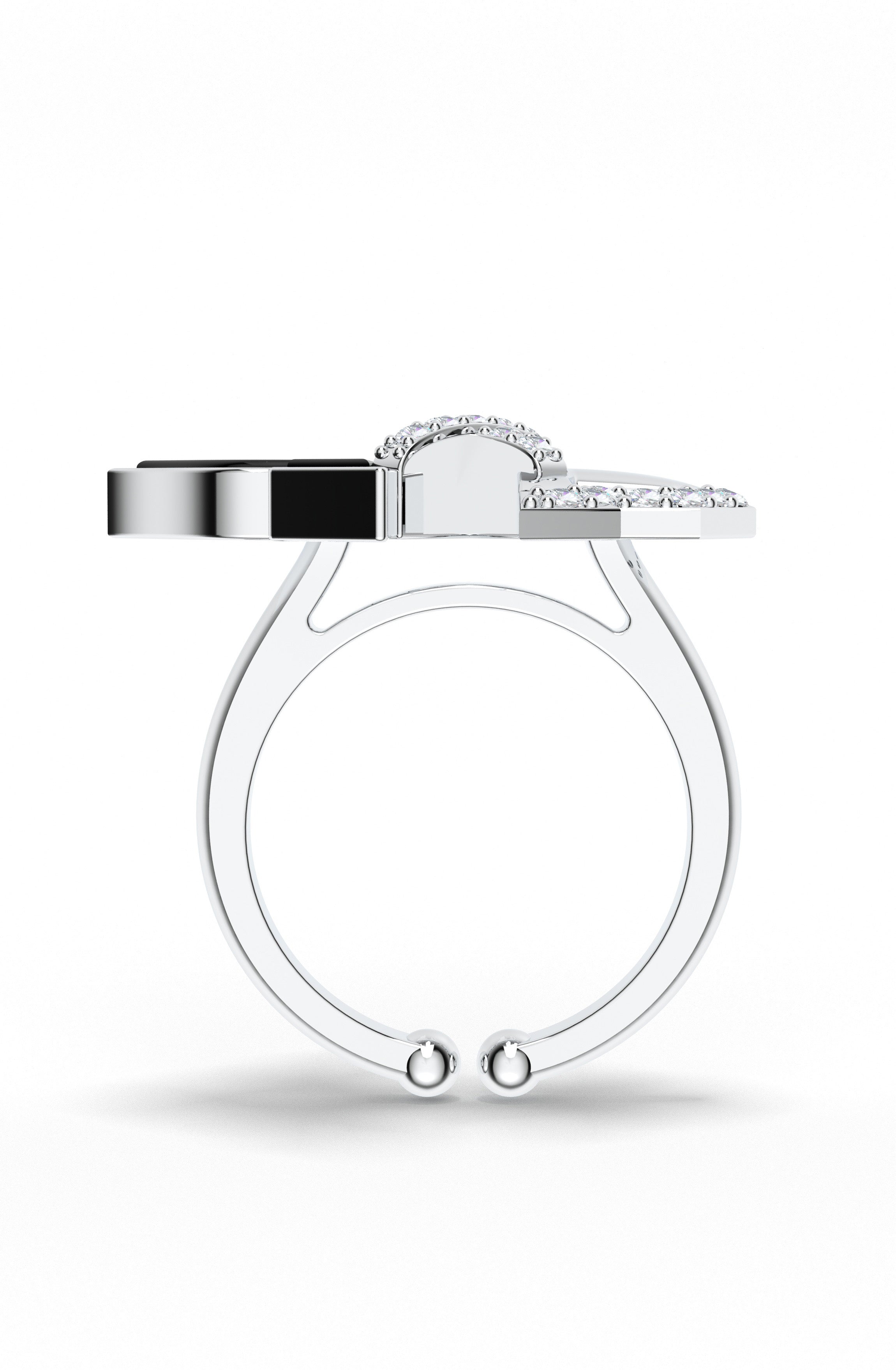 Adjustable 925 Sterling Silver Black Onyx & Moissanite Statement Ring