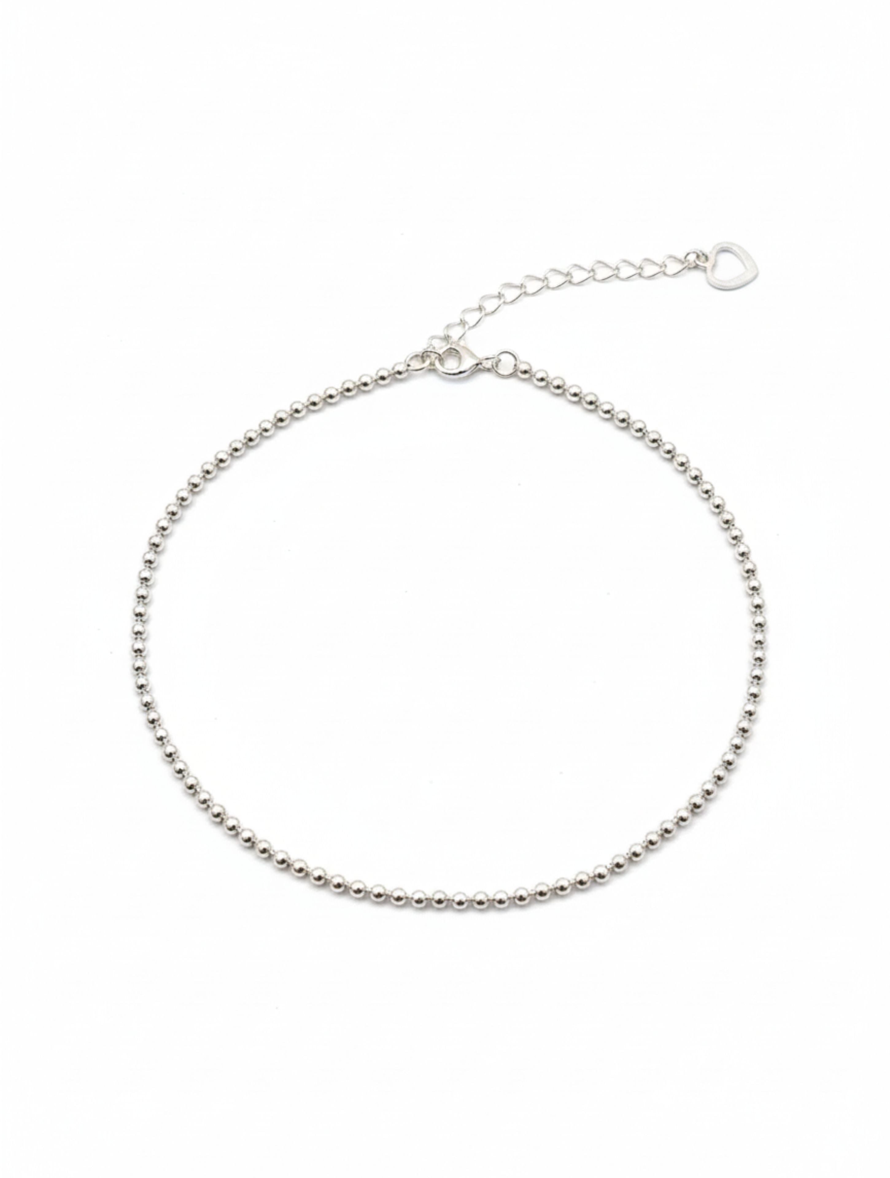 925 Sterling Silver Dainty Ball Chain Anklet Pair for Women
