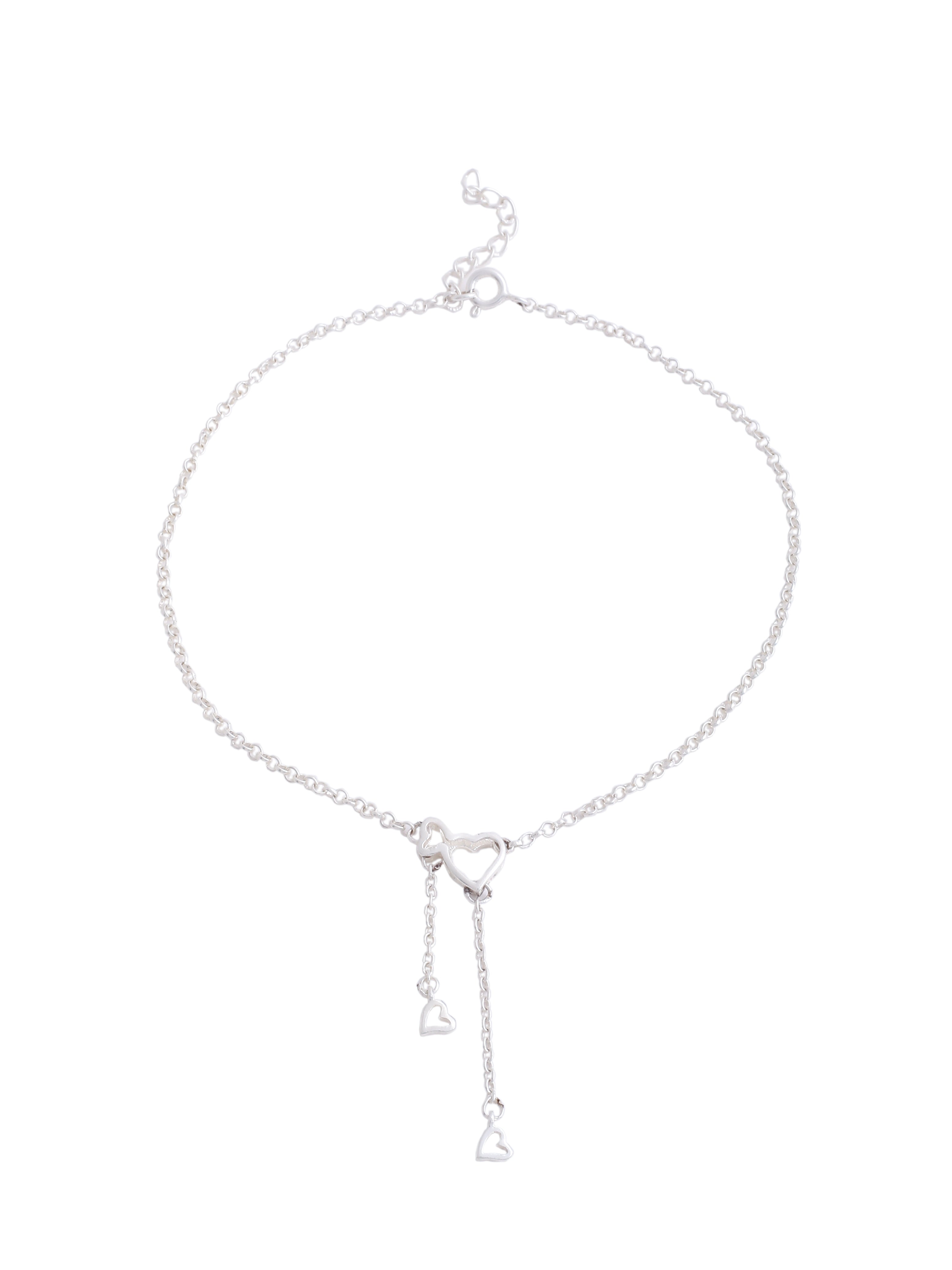 Heart Charm Chain Anklet in Sterling Silver - Kicky & Perky