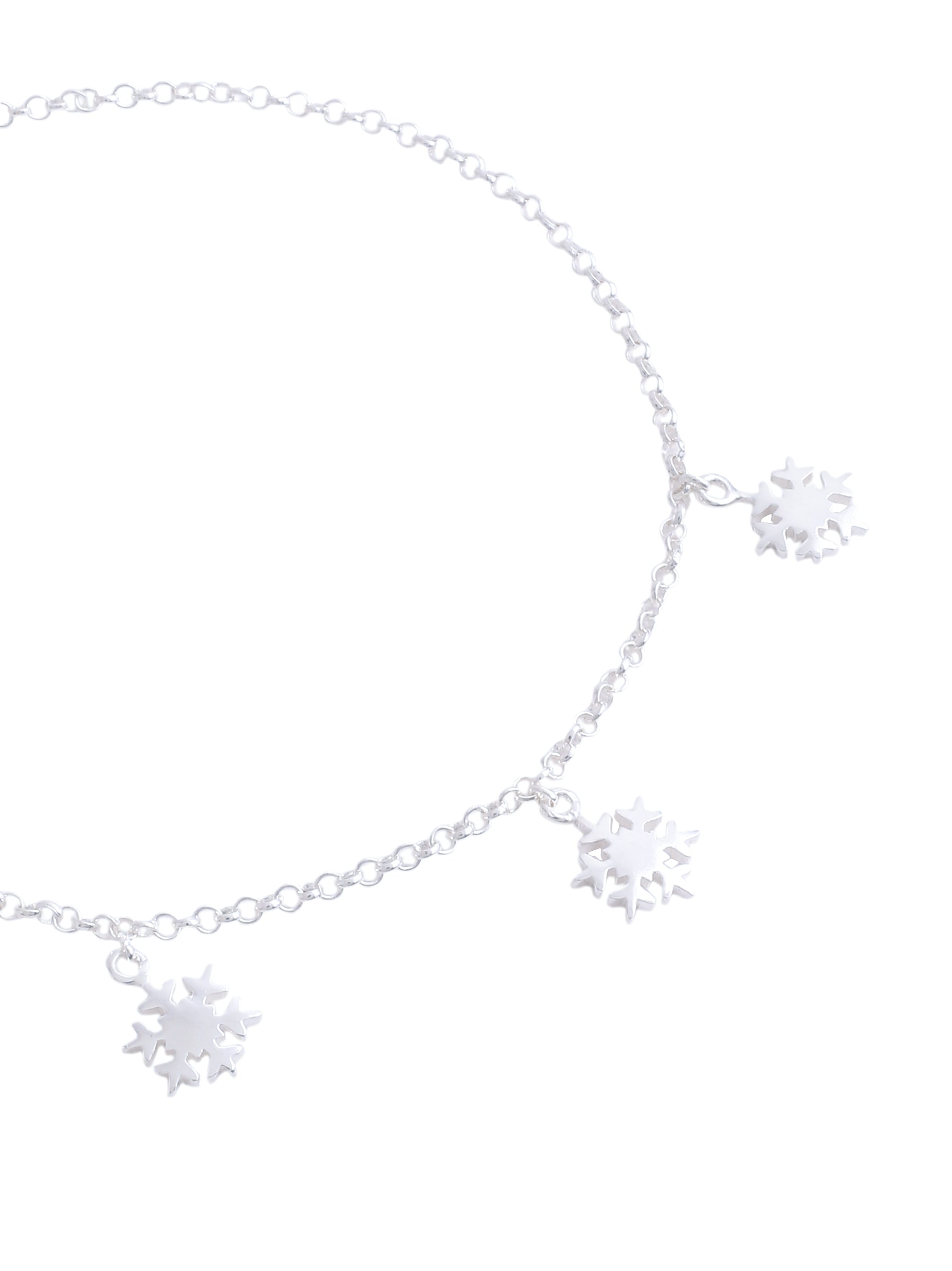 Frosty Elegance: Sterling Silver Snowflake Charm Anklet - Kicky & Perky