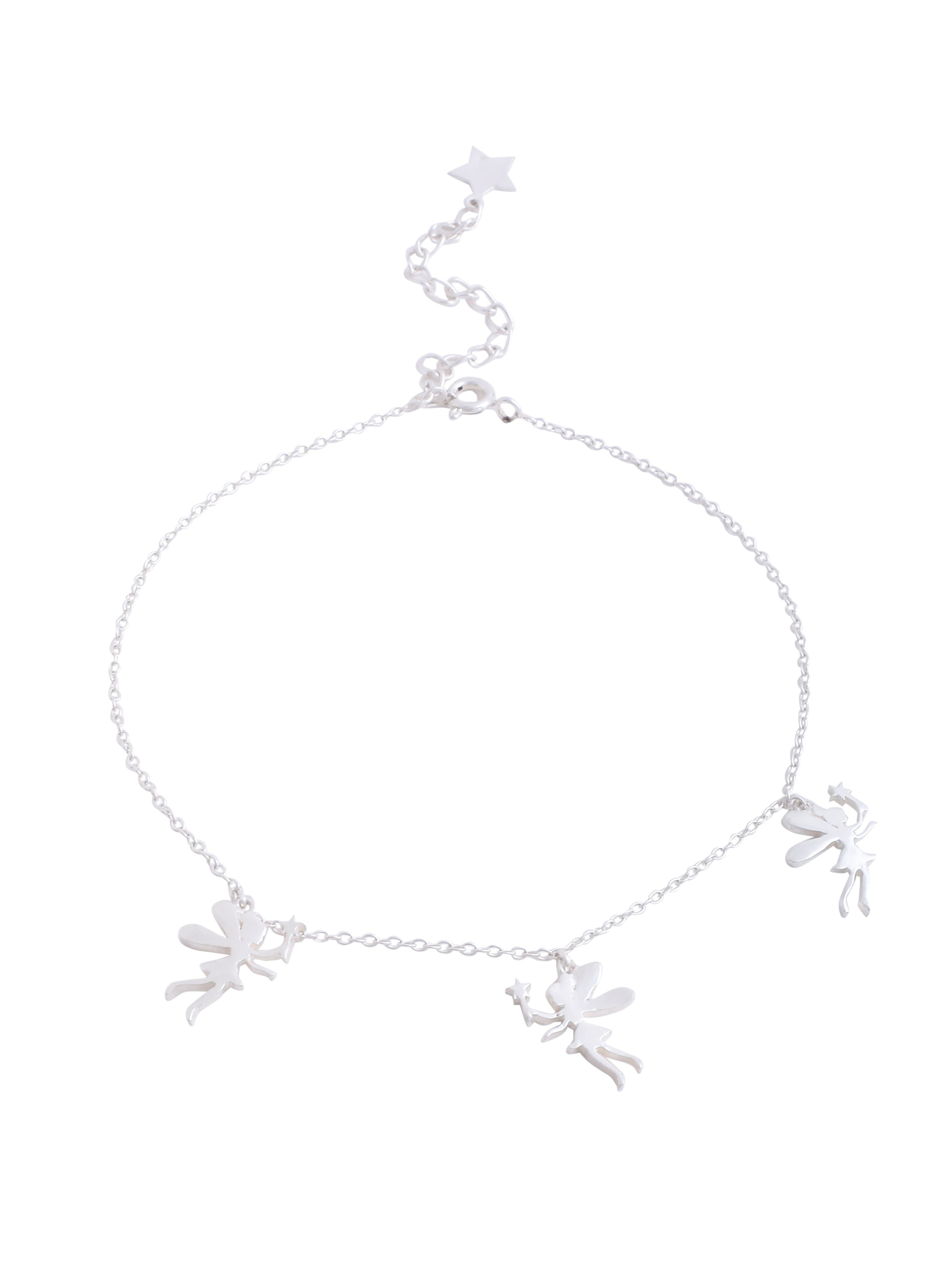 Guardian of Grace: Sterling Silver Angel Charm Anklet - Kicky & Perky